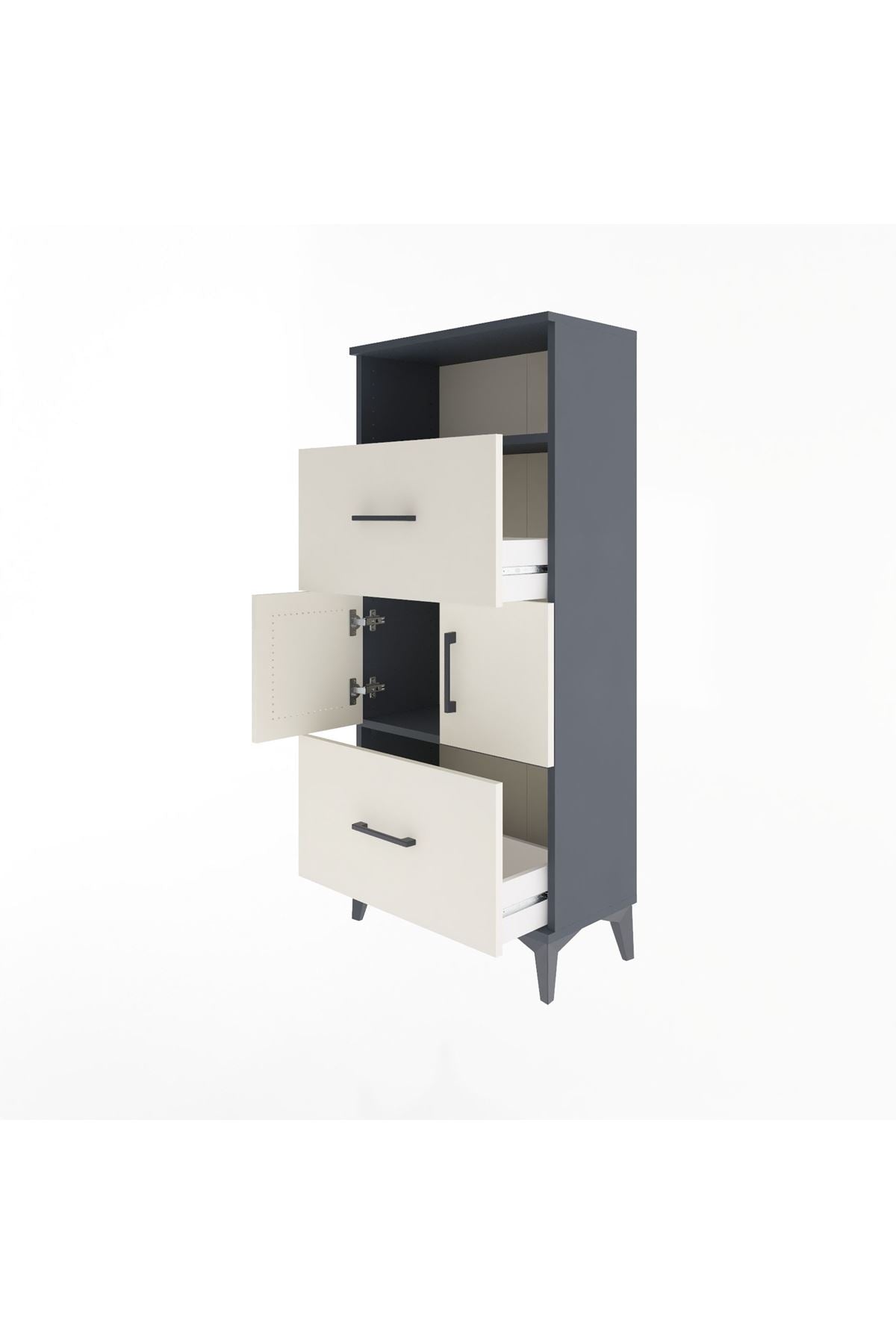 Arges Dolap 2 Raflı 2 Çekmeceli 2 Kapaklı 60x30x134 - S17M098V4A