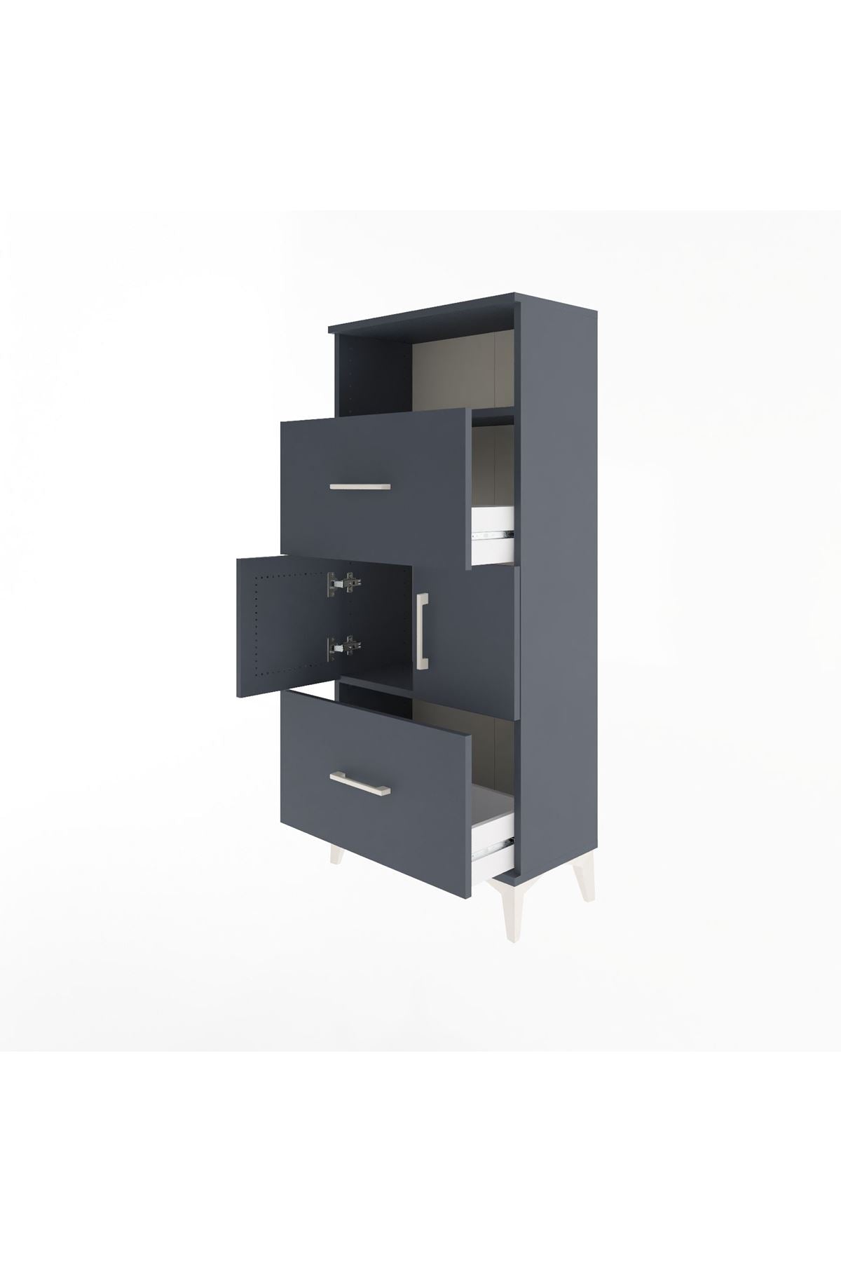 Arges Dolap 2 Raflı 2 Çekmeceli 2 Kapaklı 60x30x134 - S17M098V5A