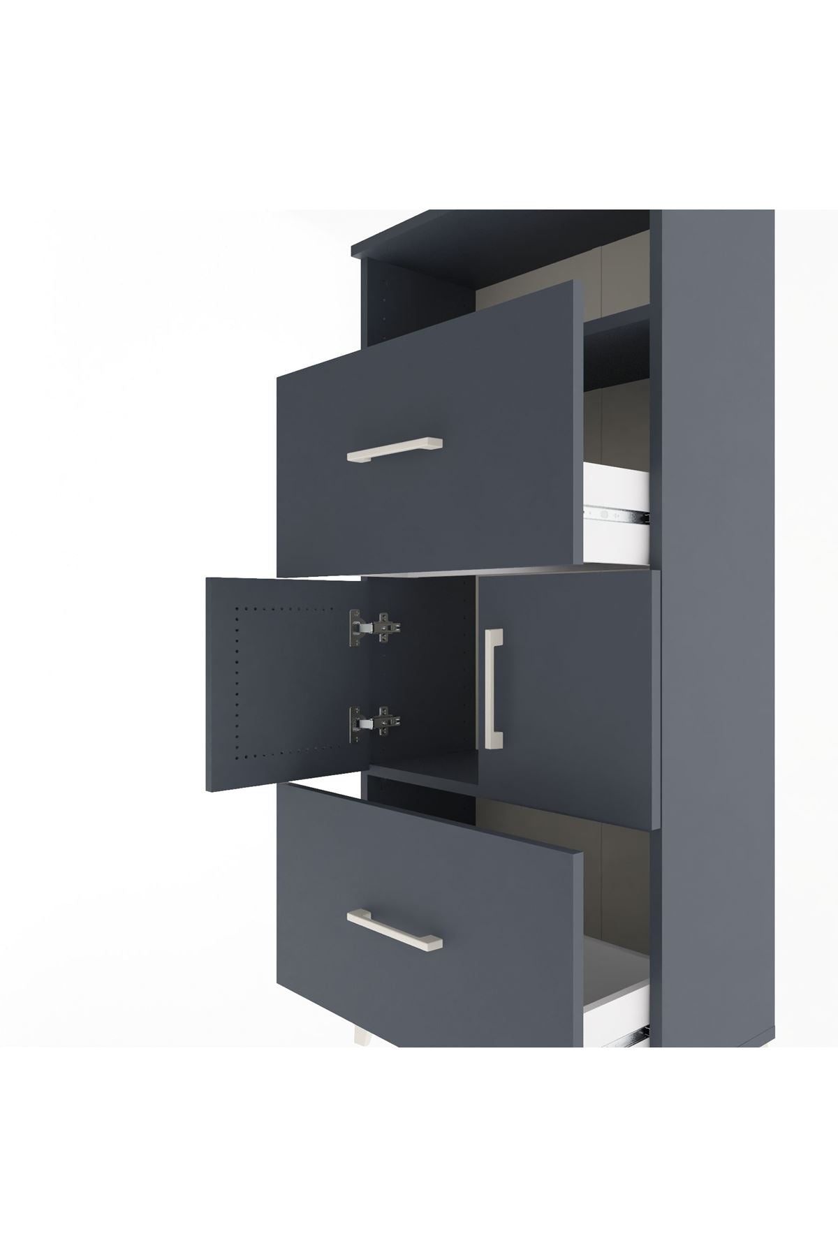 Arges Dolap 2 Raflı 2 Çekmeceli 2 Kapaklı 60x30x134 - S17M098V5A