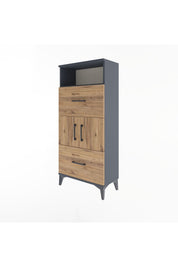 Arges Dolap 2 Raflı 2 Çekmeceli 2 Kapaklı 60x30x134 - S17M098V6A
