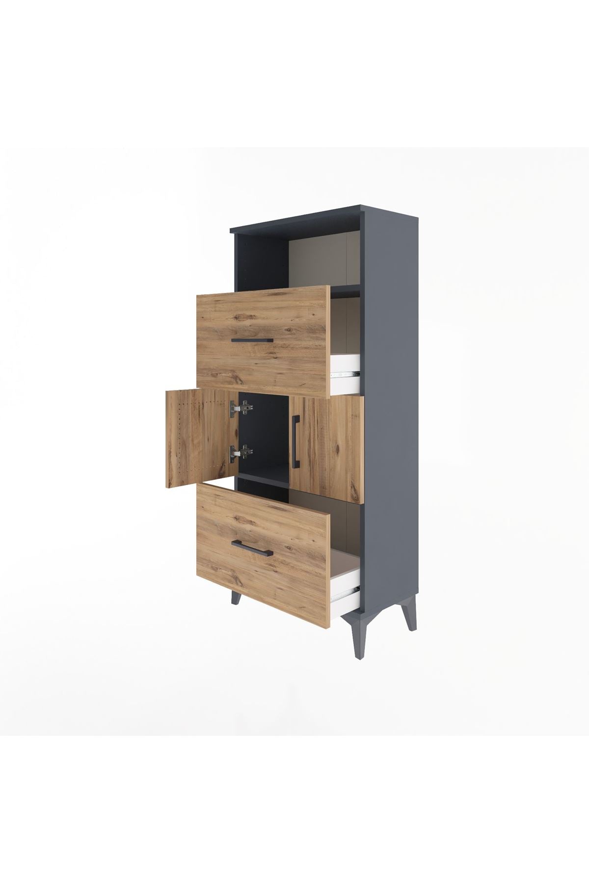Arges Dolap 2 Raflı 2 Çekmeceli 2 Kapaklı 60x30x134 - S17M098V6A