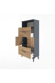 Arges Dolap 2 Raflı 2 Çekmeceli 2 Kapaklı 60x30x134 - S17M098V6A