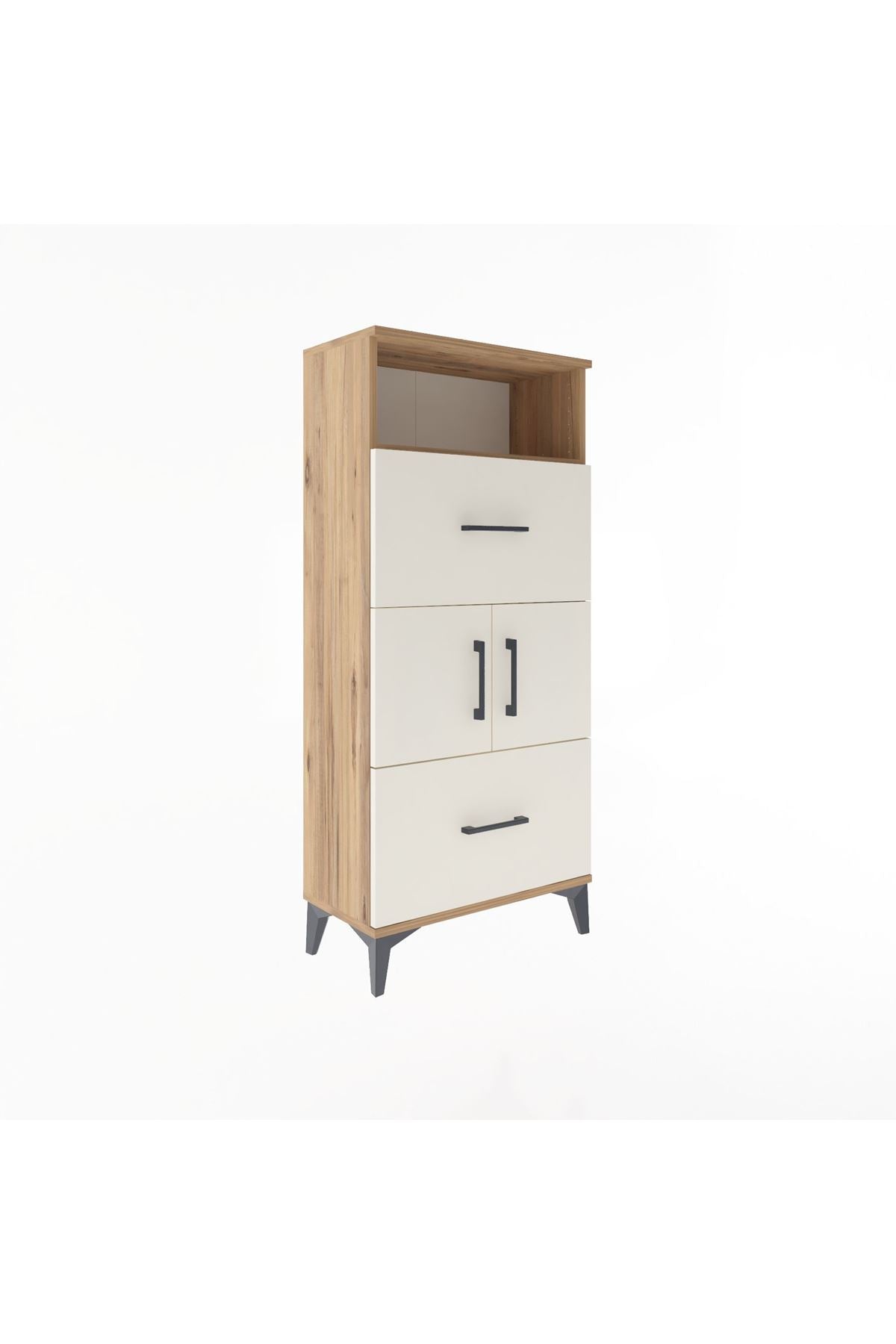 Arges Dolap 2 Raflı 2 Çekmeceli 2 Kapaklı 60x30x134 - S17M098V7A
