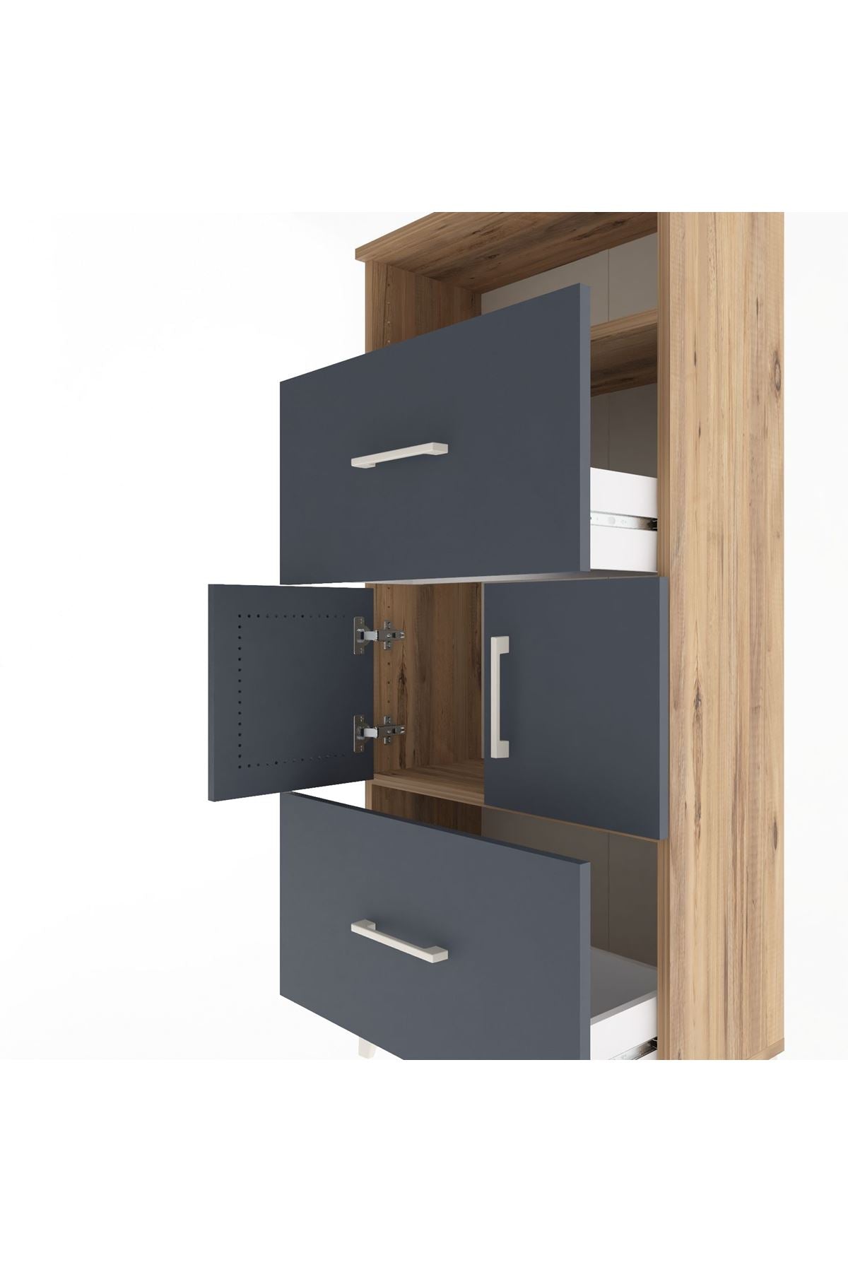 Arges Dolap 2 Raflı 2 Çekmeceli 2 Kapaklı 60x30x134 - S17M098V8A