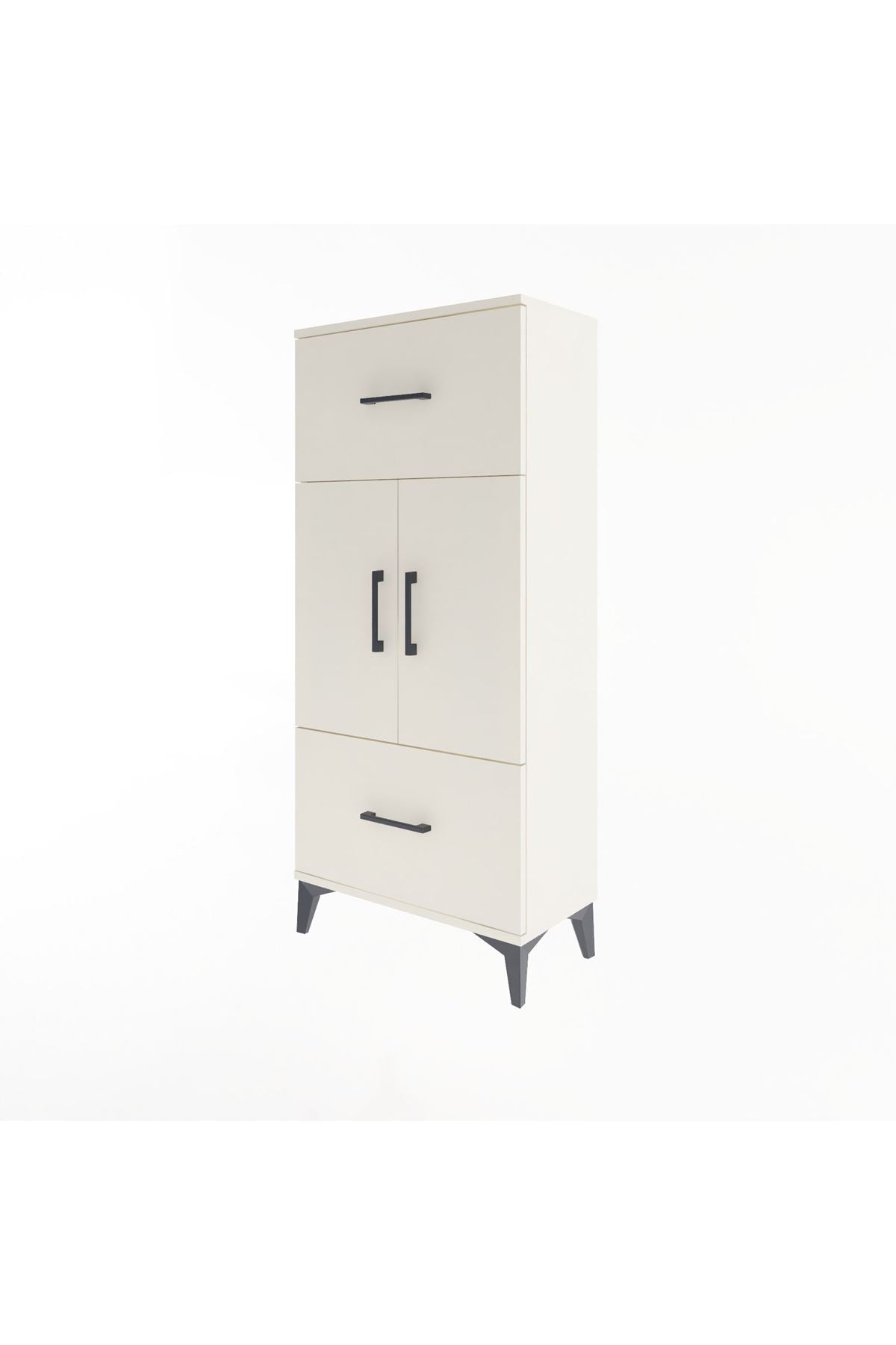 Arges Dolap 2 Raflı 2 Çekmeceli 2 Kapaklı 60x30x134 - S17M099V1A