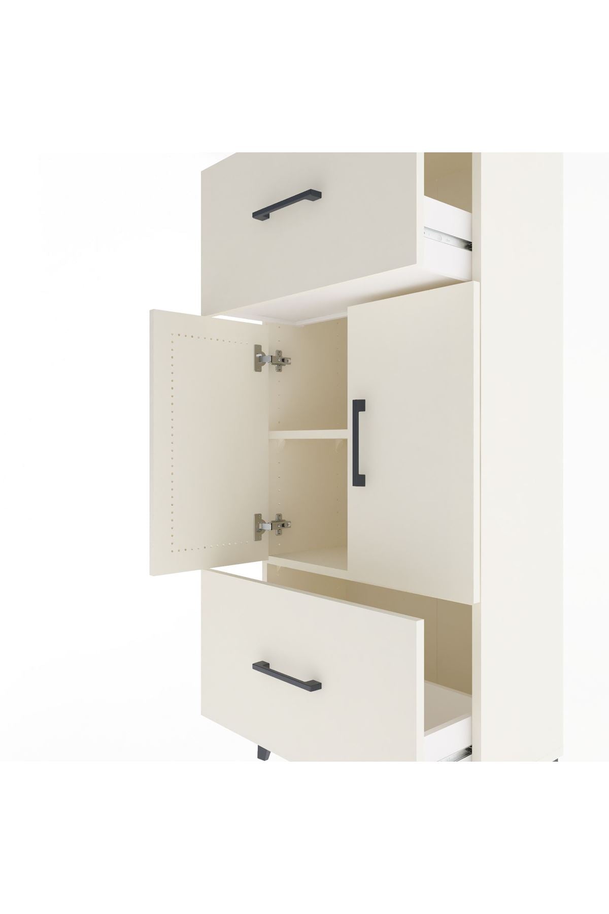 Arges Dolap 2 Raflı 2 Çekmeceli 2 Kapaklı 60x30x134 - S17M099V1A