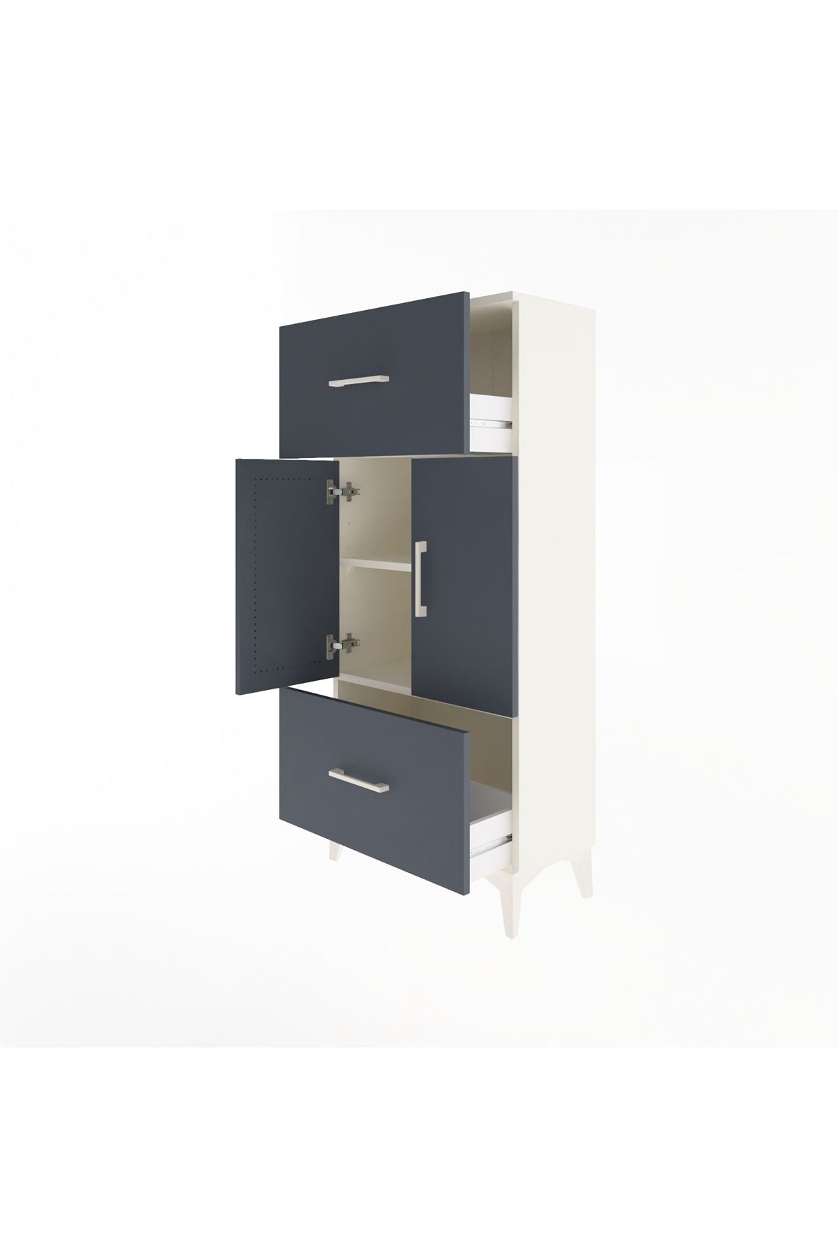 Arges Dolap 2 Raflı 2 Çekmeceli 2 Kapaklı 60x30x134 - S17M099V2A