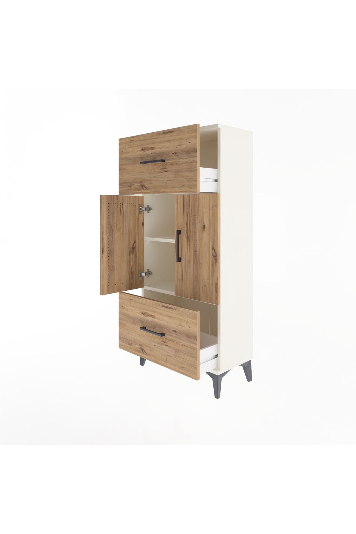 Arges Dolap 2 Raflı 2 Çekmeceli 2 Kapaklı 60x30x134 - S17M099V3A