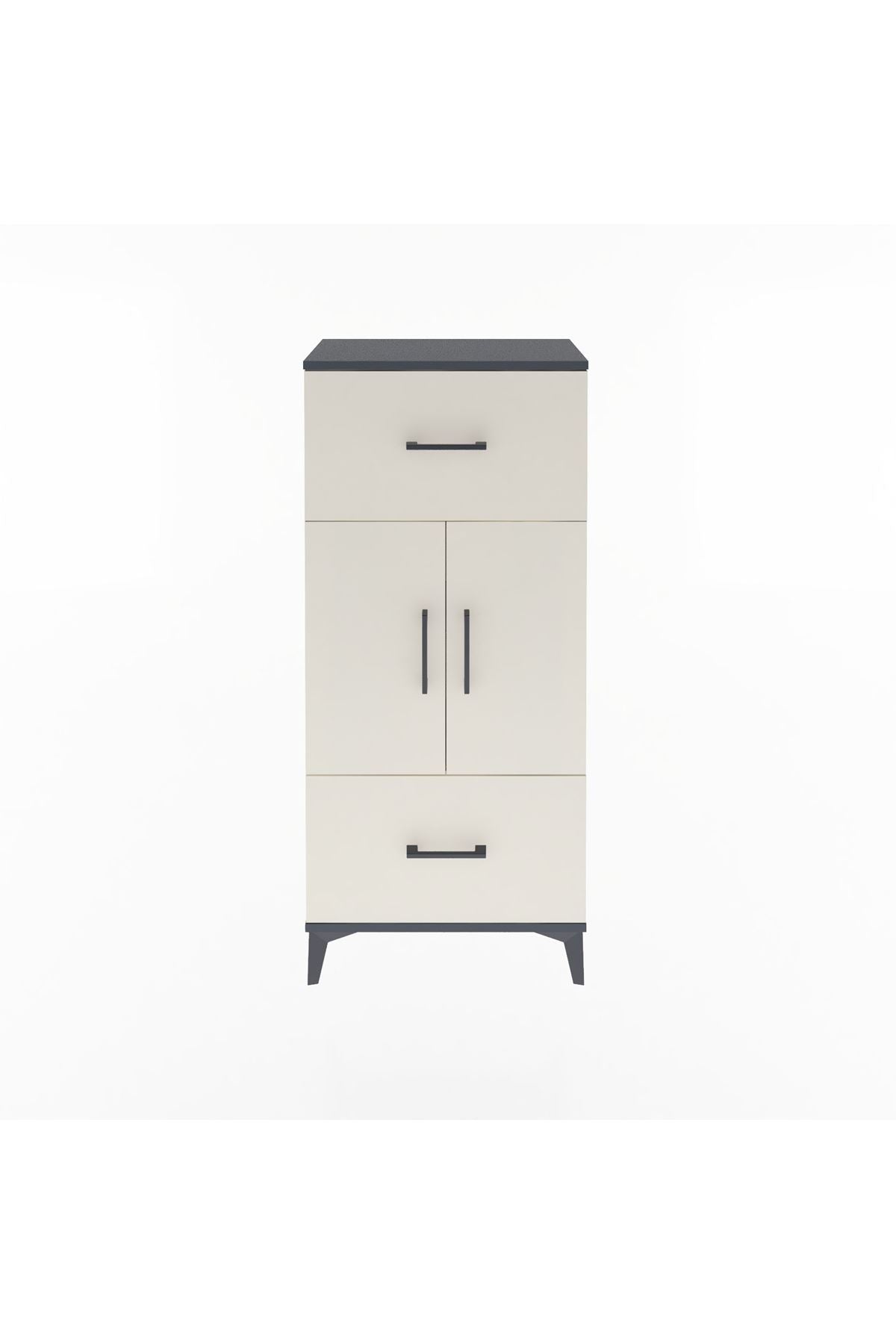 Arges Dolap 2 Raflı 2 Çekmeceli 2 Kapaklı 60x30x134 - S17M099V4A