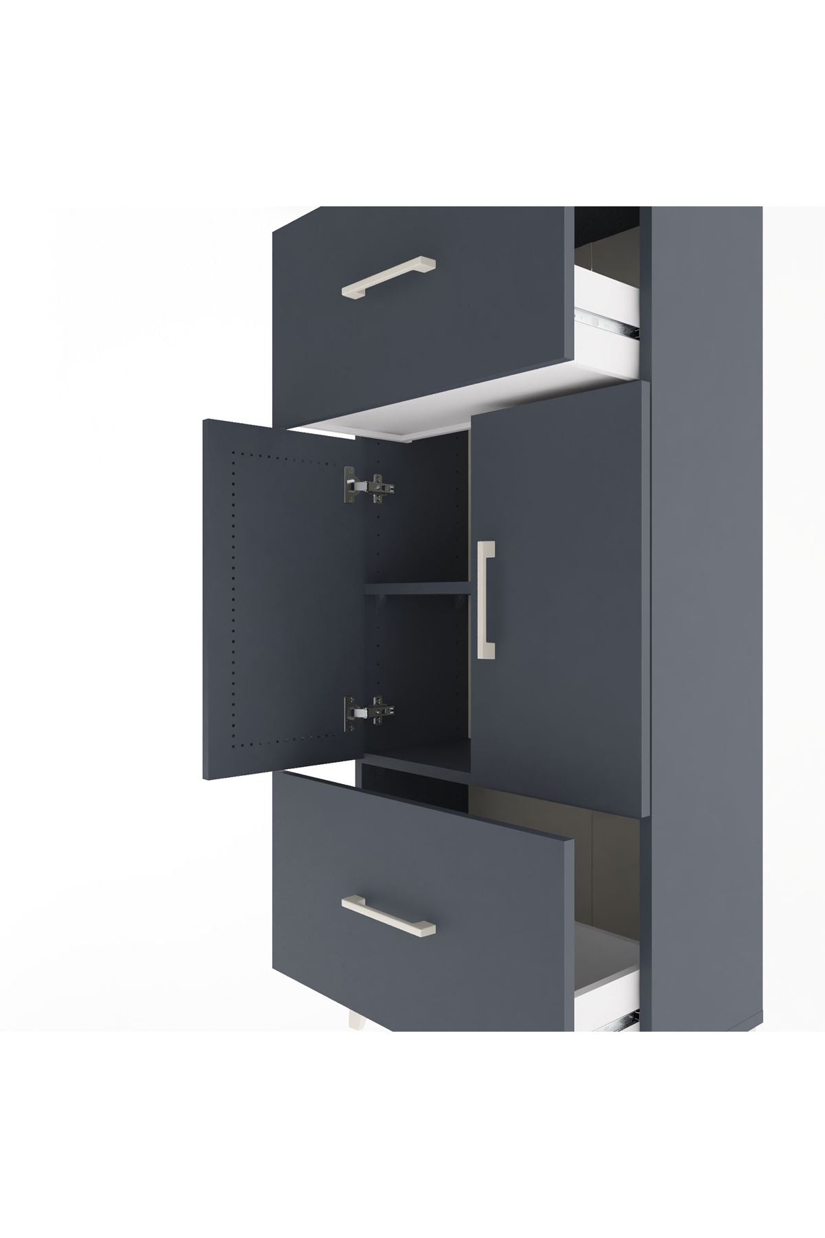 Arges Dolap 2 Raflı 2 Çekmeceli 2 Kapaklı 60x30x134 - S17M099V5A