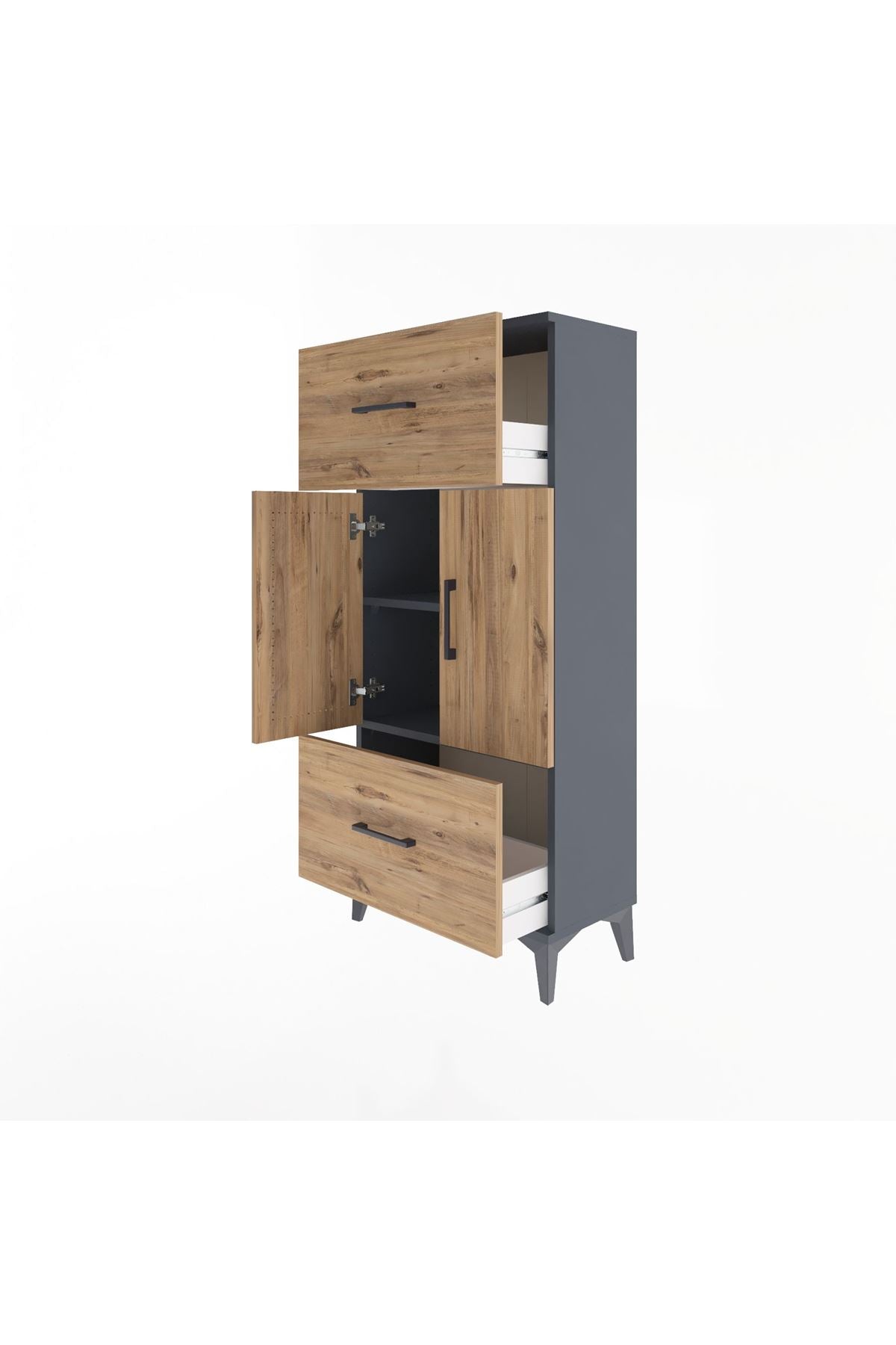 Arges Dolap 2 Raflı 2 Çekmeceli 2 Kapaklı 60x30x134 - S17M099V6A