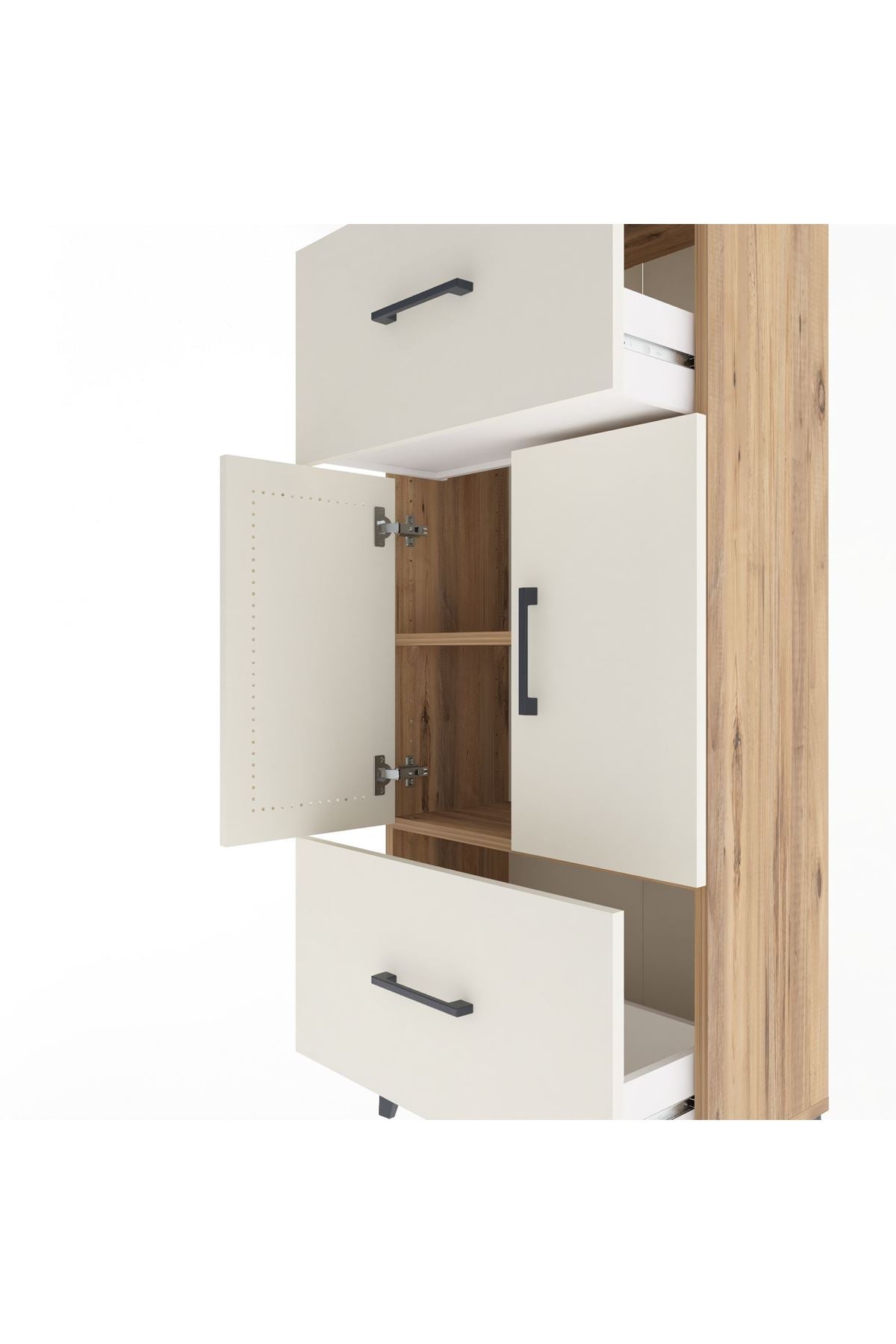 Arges Dolap 2 Raflı 2 Çekmeceli 2 Kapaklı 60x30x134 - S17M099V7A