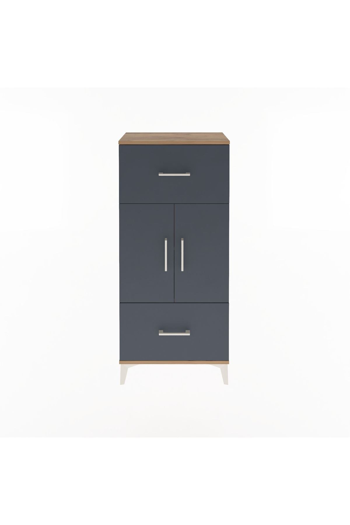 Arges Dolap 2 Raflı 2 Çekmeceli 2 Kapaklı 60x30x134 - S17M099V8A