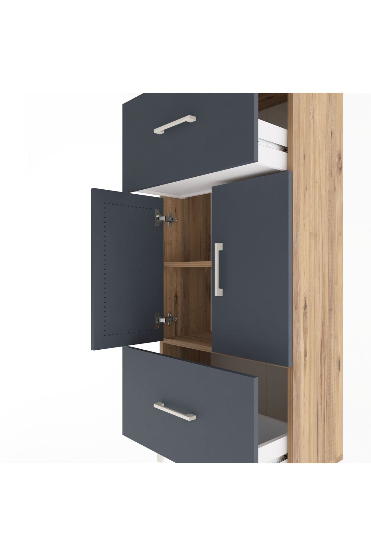 Arges Dolap 2 Raflı 2 Çekmeceli 2 Kapaklı 60x30x134 - S17M099V8A
