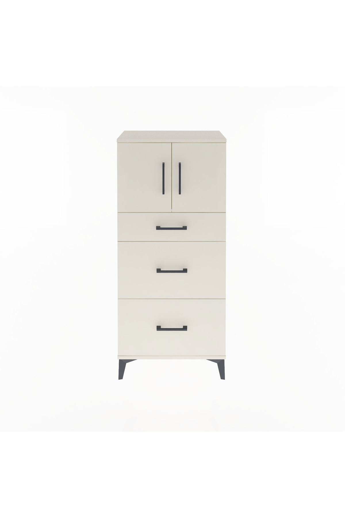 Arges Dolap Tek Raflı 3 Çekmeceli 2 Kapaklı 60x30x134 - S17M100V1A