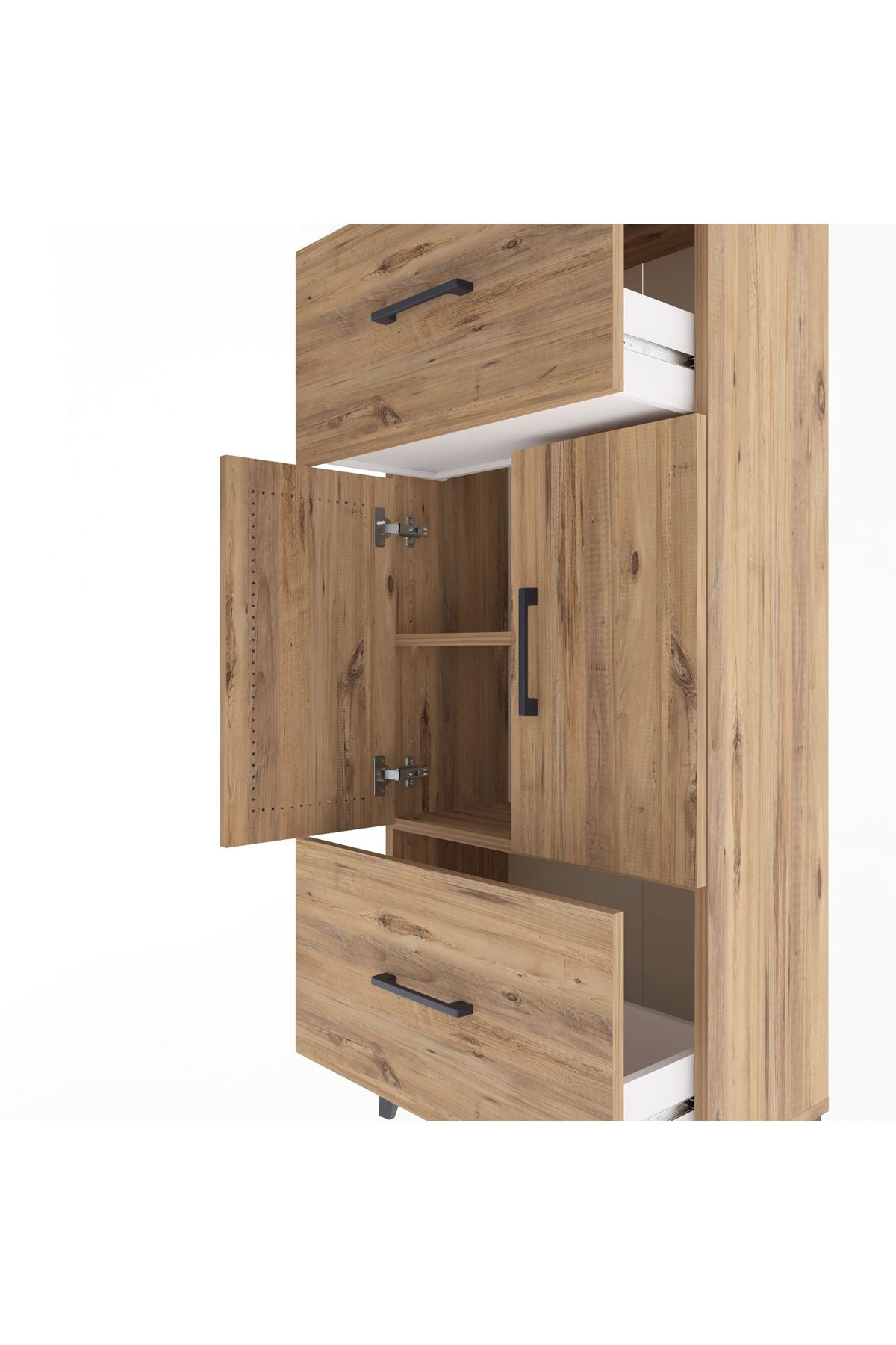 Arges Dolap 2 Raflı 2 Çekmeceli 2 Kapaklı 60x30x134 - S17M099V9A