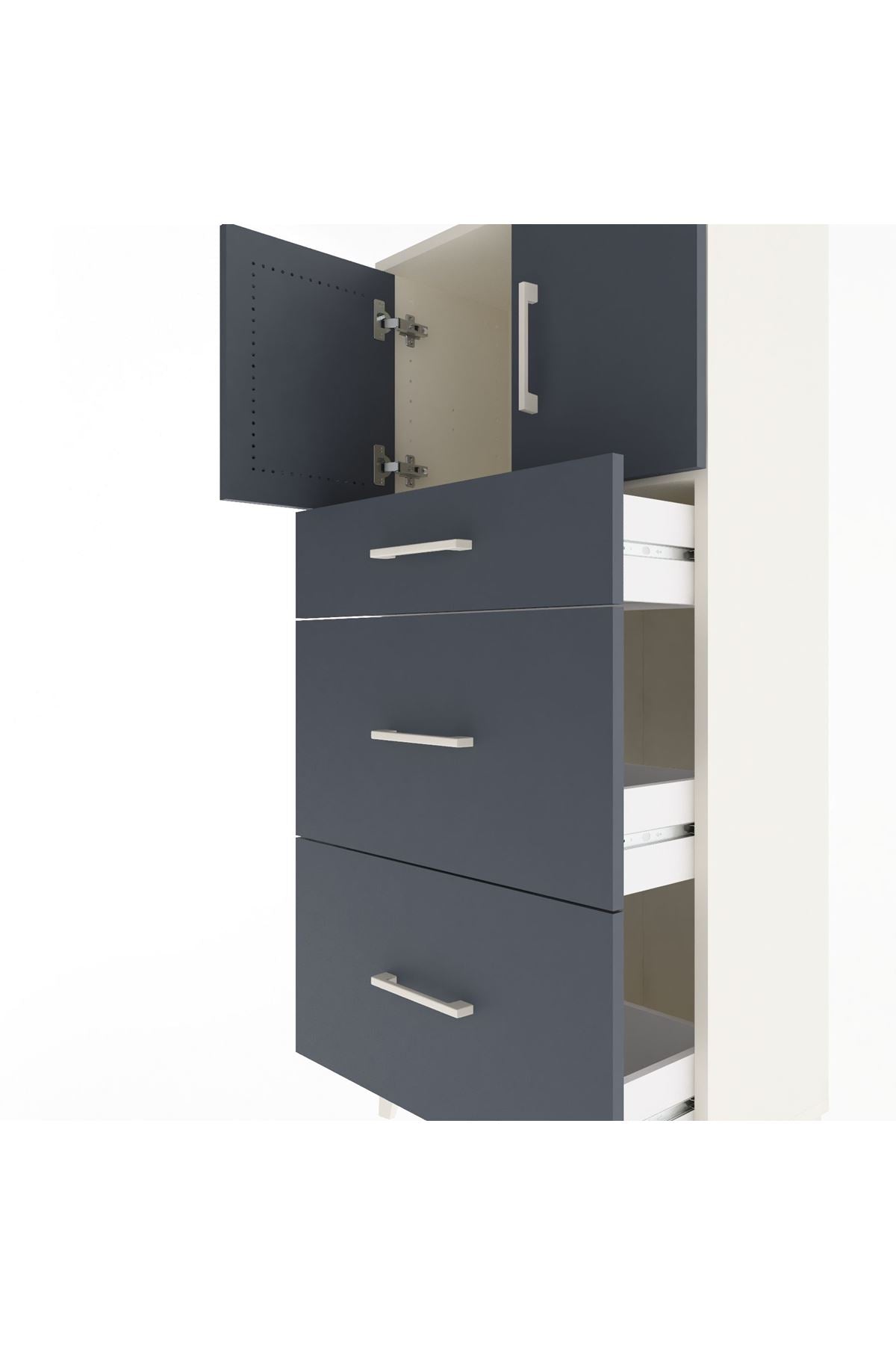 Arges Dolap Tek Raflı 3 Çekmeceli 2 Kapaklı 60x30x134 - S17M100V2A