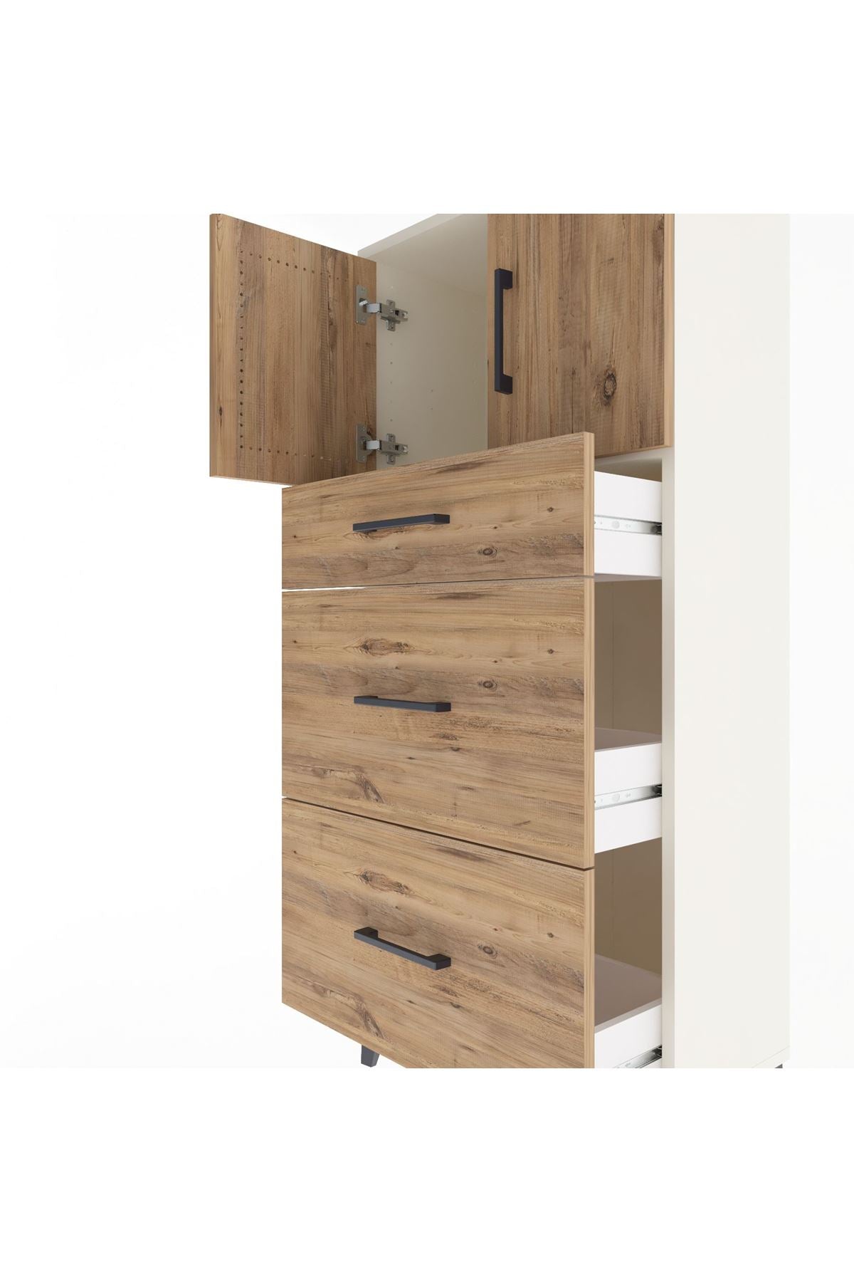 Arges Dolap Tek Raflı 3 Çekmeceli 2 Kapaklı 60x30x134 - S17M100V3A