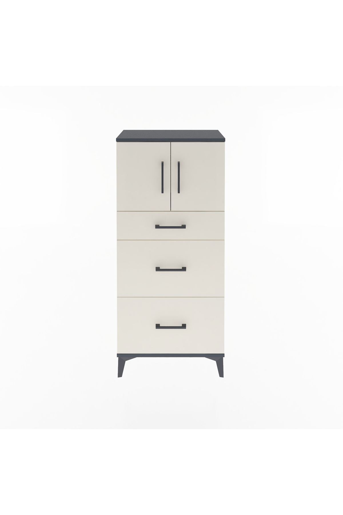 Arges Dolap Tek Raflı 3 Çekmeceli 2 Kapaklı 60x30x134 - S17M100V4A