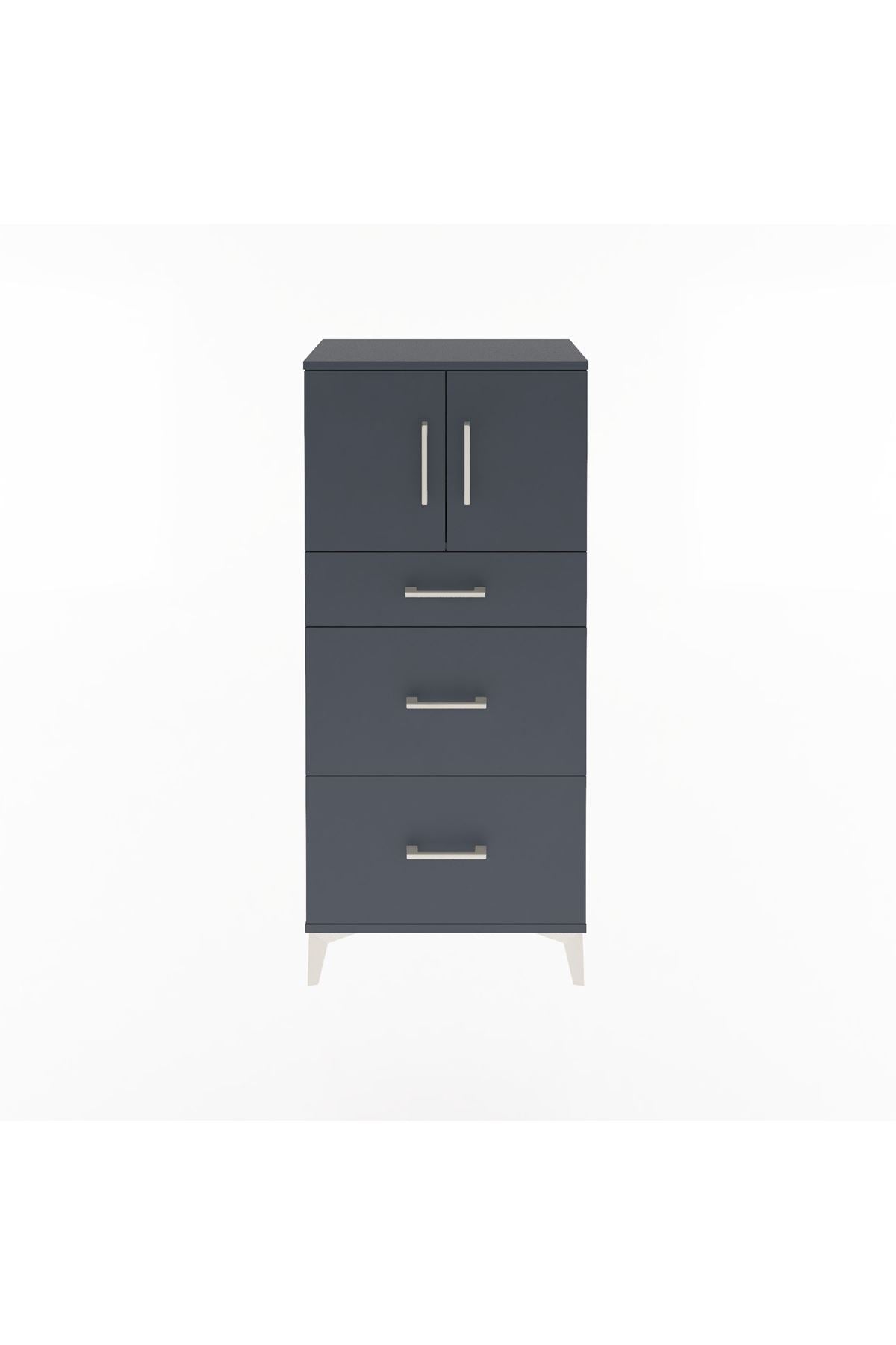Arges Dolap Tek Raflı 3 Çekmeceli 2 Kapaklı 60x30x134 - S17M100V5A