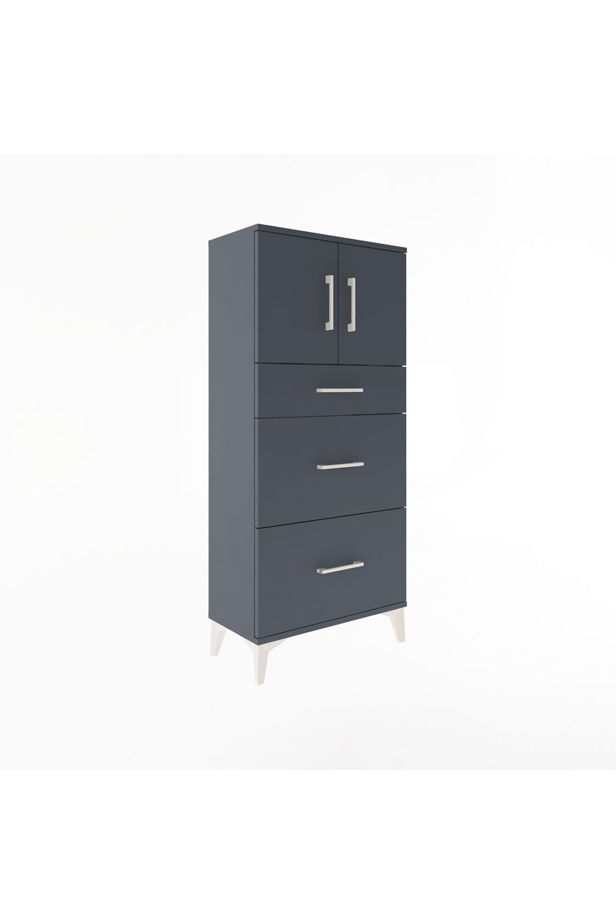 Arges Dolap Tek Raflı 3 Çekmeceli 2 Kapaklı 60x30x134 - S17M100V5A
