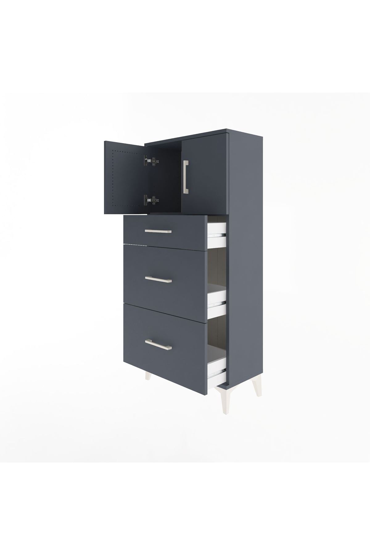 Arges Dolap Tek Raflı 3 Çekmeceli 2 Kapaklı 60x30x134 - S17M100V5A