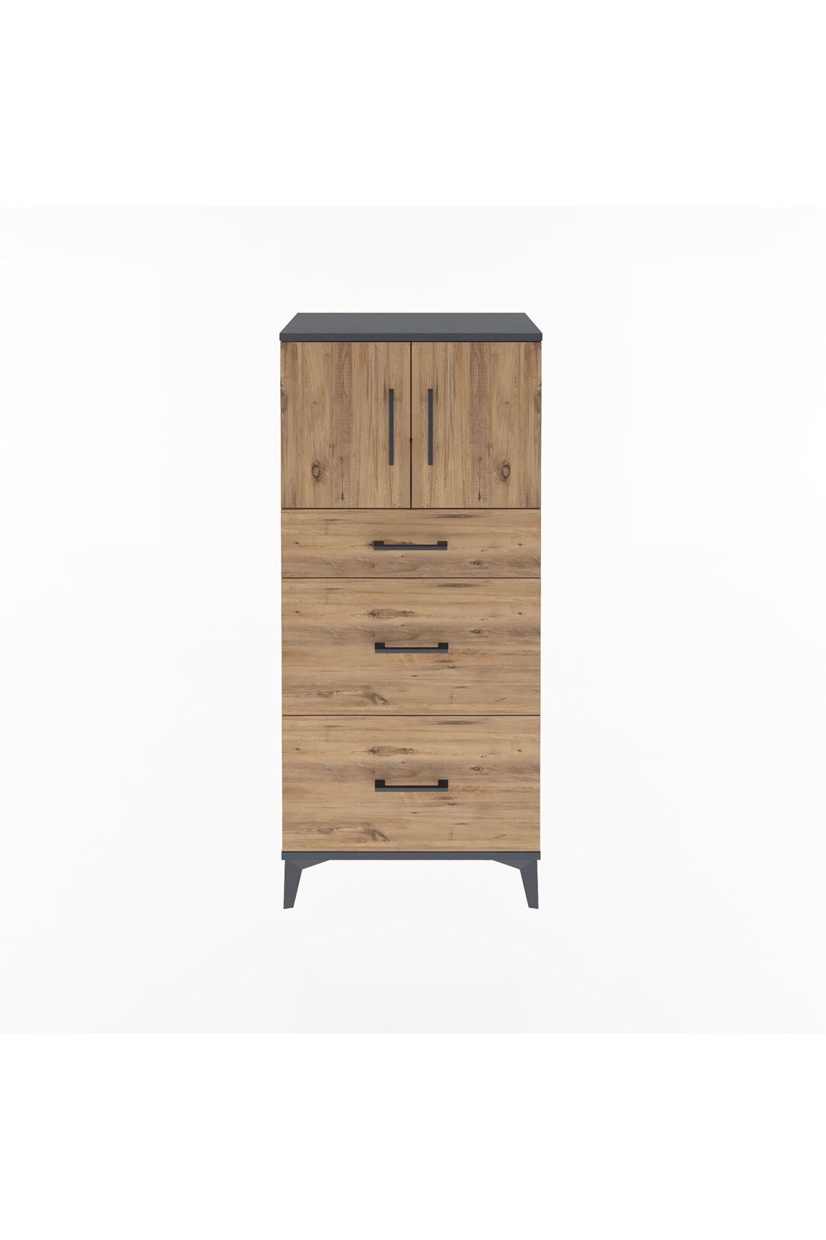Arges Dolap Tek Raflı 3 Çekmeceli 2 Kapaklı 60x30x134 - S17M100V6A