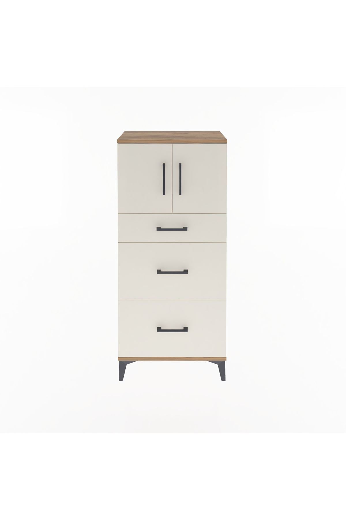 Arges Dolap Tek Raflı 3 Çekmeceli 2 Kapaklı 60x30x134 - S17M100V7A