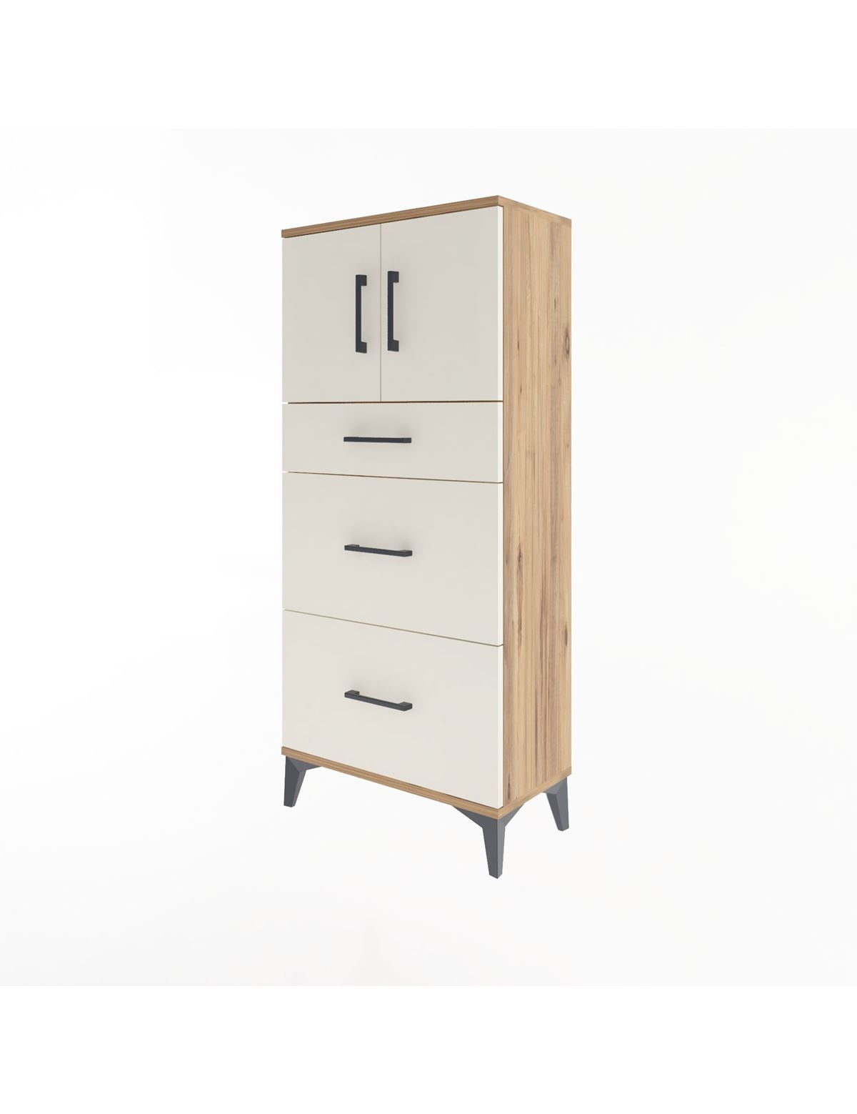 Arges Dolap Tek Raflı 3 Çekmeceli 2 Kapaklı 60x30x134 - S17M100V7A