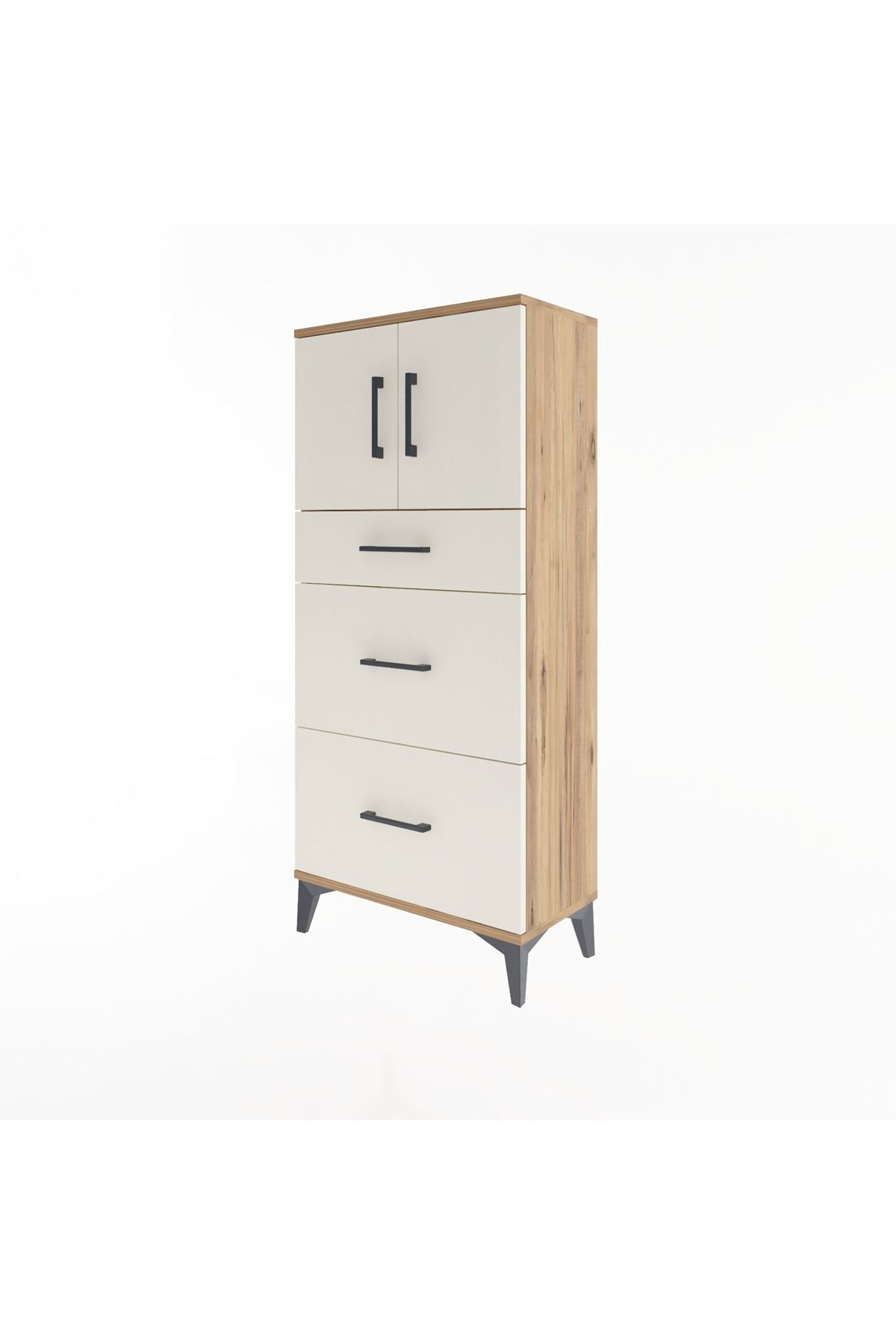 Arges Dolap Tek Raflı 3 Çekmeceli 2 Kapaklı 60x30x134 - S17M100V7A
