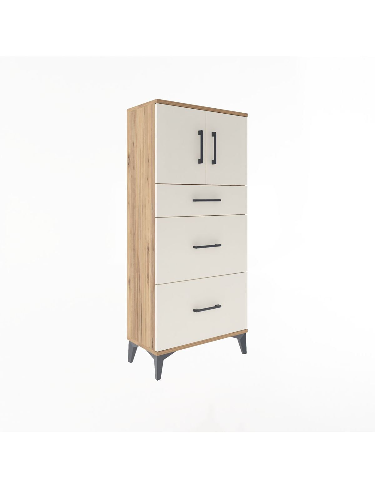 Arges Dolap Tek Raflı 3 Çekmeceli 2 Kapaklı 60x30x134 - S17M100V7A