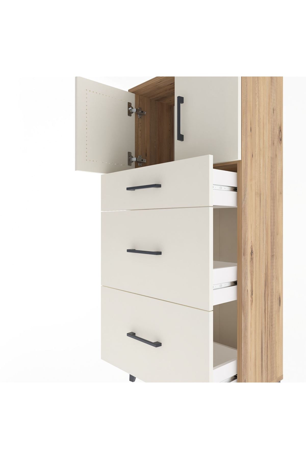 Arges Dolap Tek Raflı 3 Çekmeceli 2 Kapaklı 60x30x134 - S17M100V7A