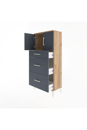 Arges Dolap Tek Raflı 3 Çekmeceli 2 Kapaklı 60x30x134 - S17M100V8A