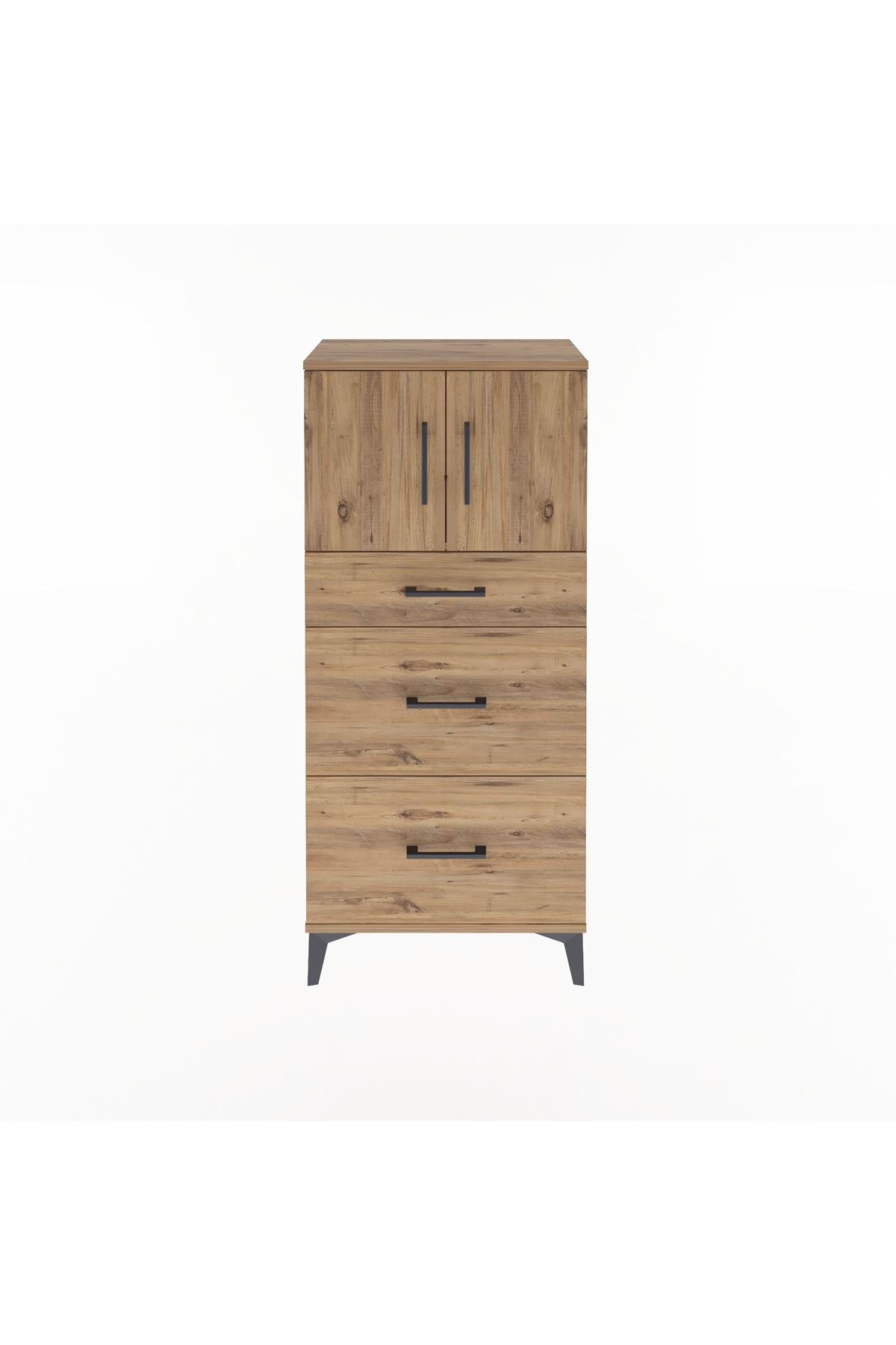 Arges Dolap Tek Raflı 3 Çekmeceli 2 Kapaklı 60x30x134 - S17M100V9A