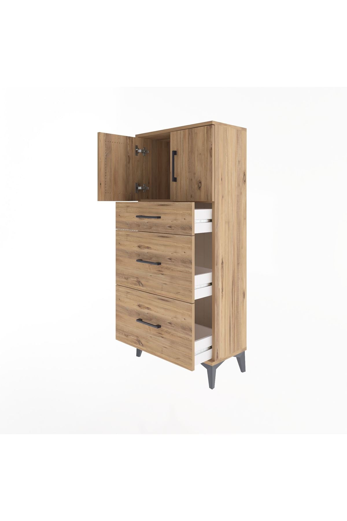 Arges Dolap Tek Raflı 3 Çekmeceli 2 Kapaklı 60x30x134 - S17M100V9A