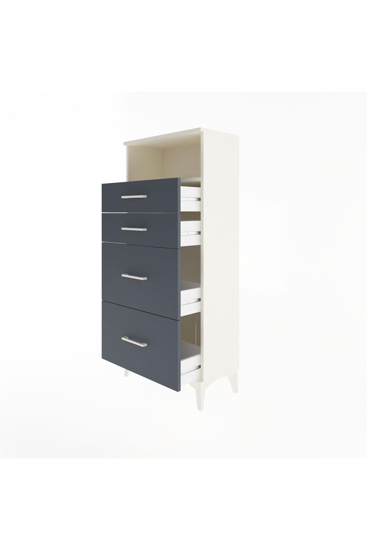 Arges Dolap Tek Raflı 4 Çekmeceli 60x30x134 - S17M101V2A