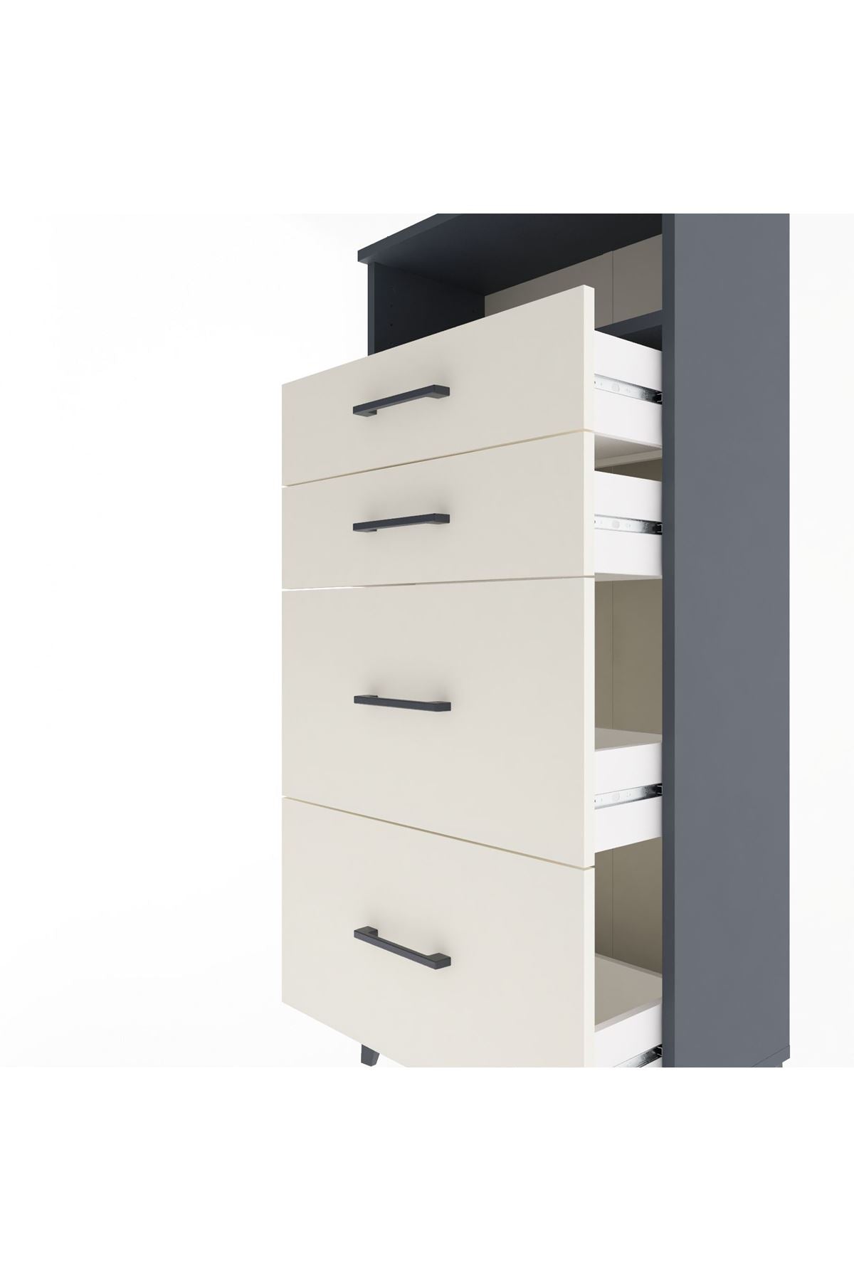 Arges Dolap Tek Raflı 4 Çekmeceli 60x30x134 - S17M101V4A