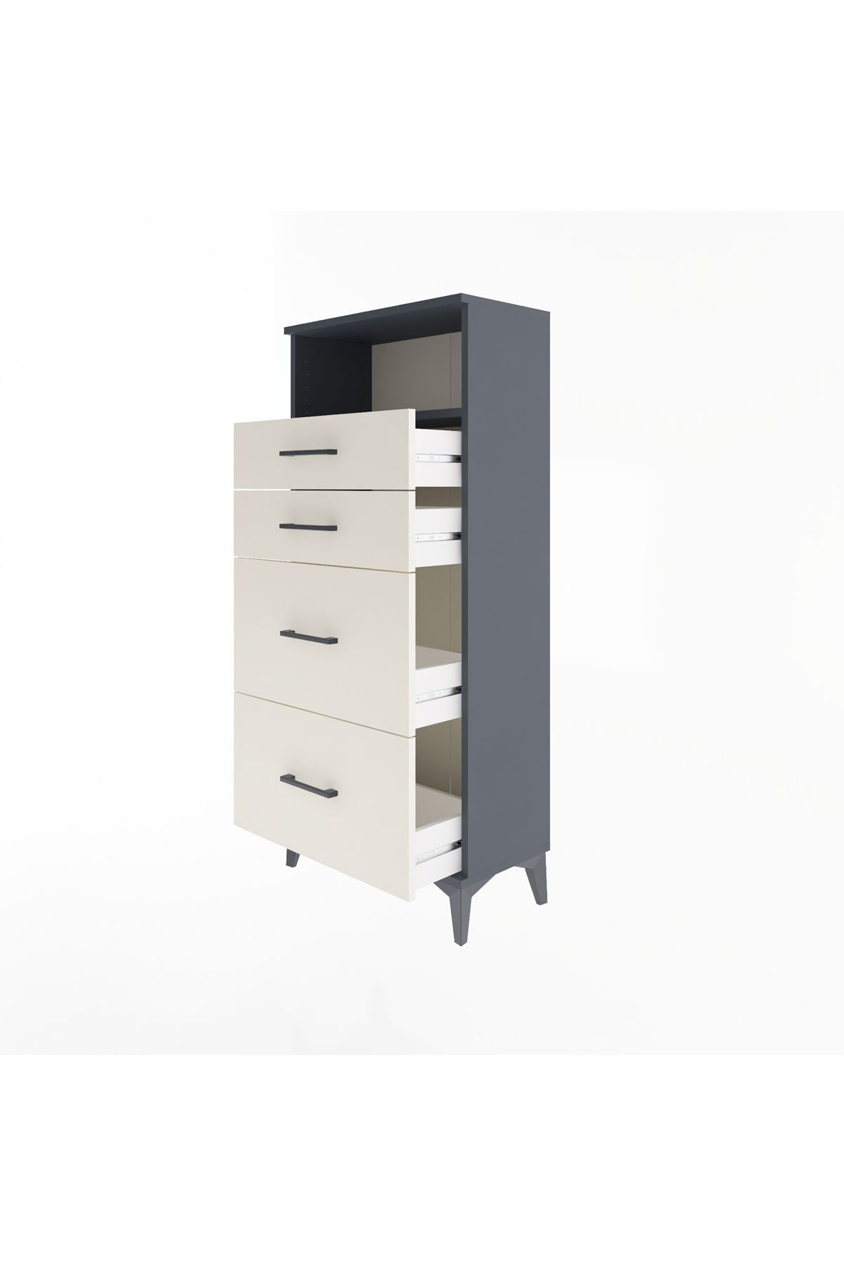 Arges Dolap Tek Raflı 4 Çekmeceli 60x30x134 - S17M101V4A