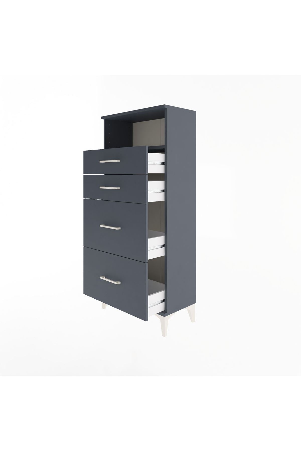 Arges Dolap Tek Raflı 4 Çekmeceli 60x30x134 - S17M101V5A
