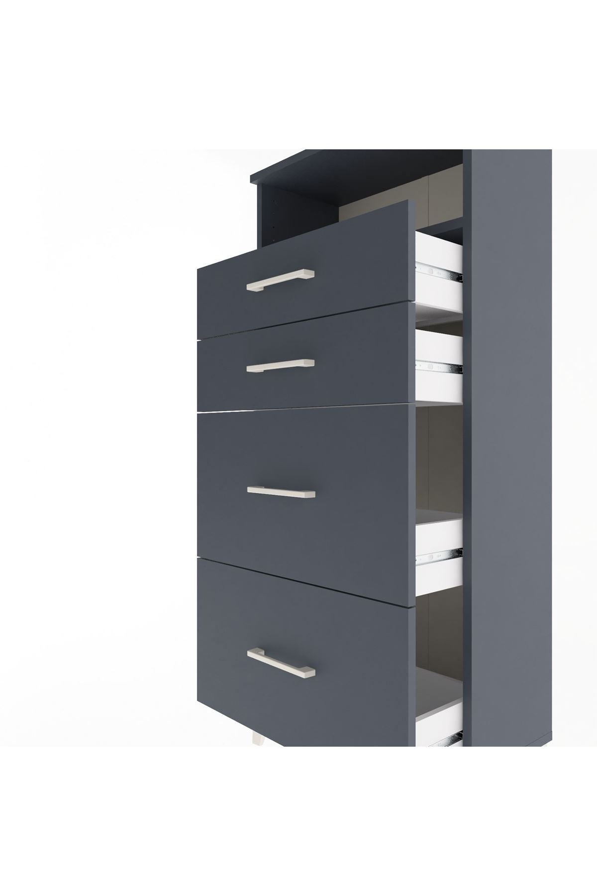 Arges Dolap Tek Raflı 4 Çekmeceli 60x30x134 - S17M101V5A