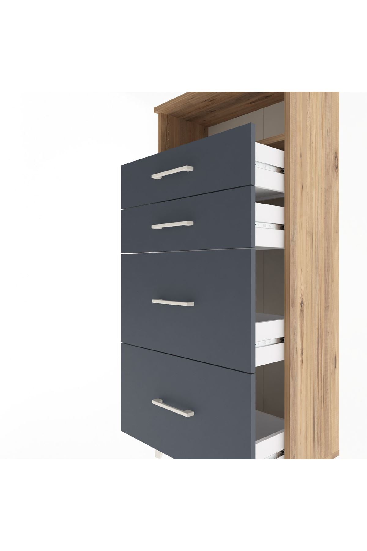 Arges Dolap Tek Raflı 4 Çekmeceli 60x30x134 - S17M101V8A