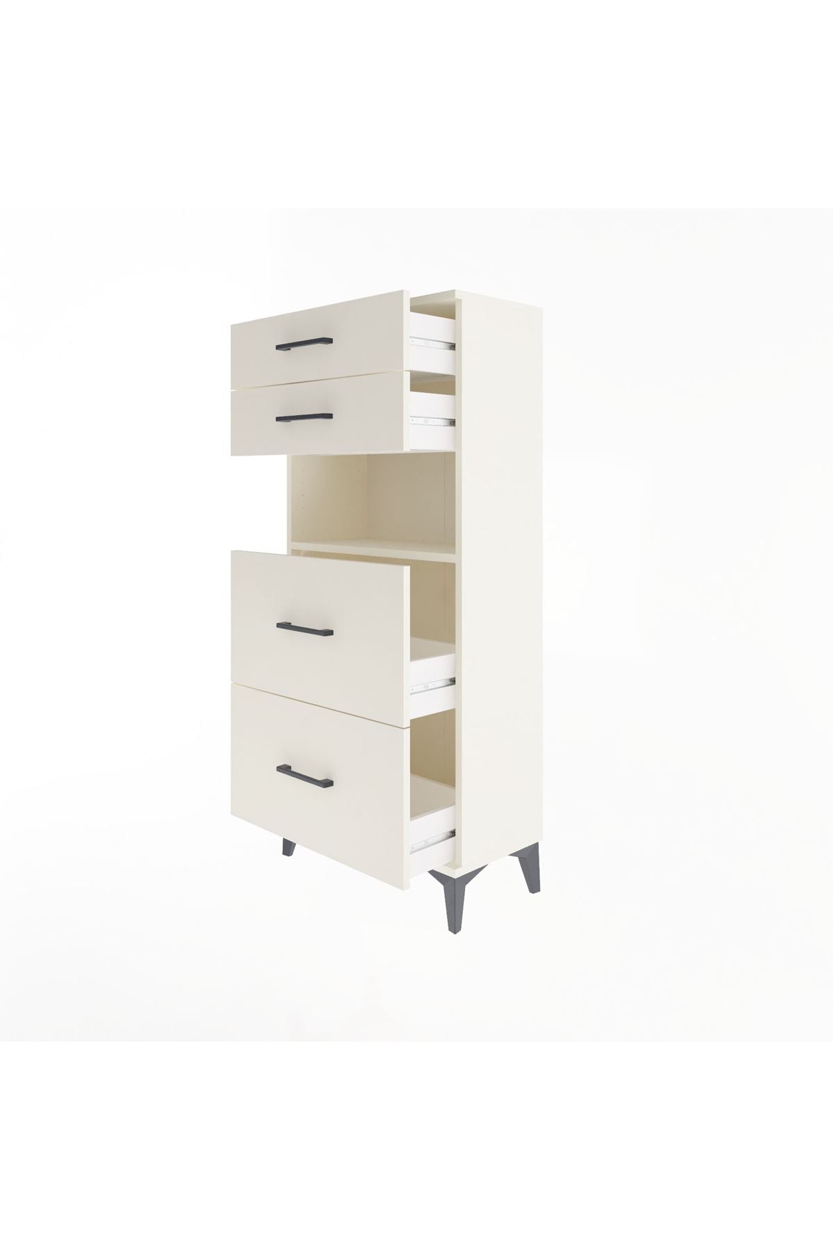 Arges Dolap Tek Raflı 4 Çekmeceli 60x30x134 - S17M102V1A