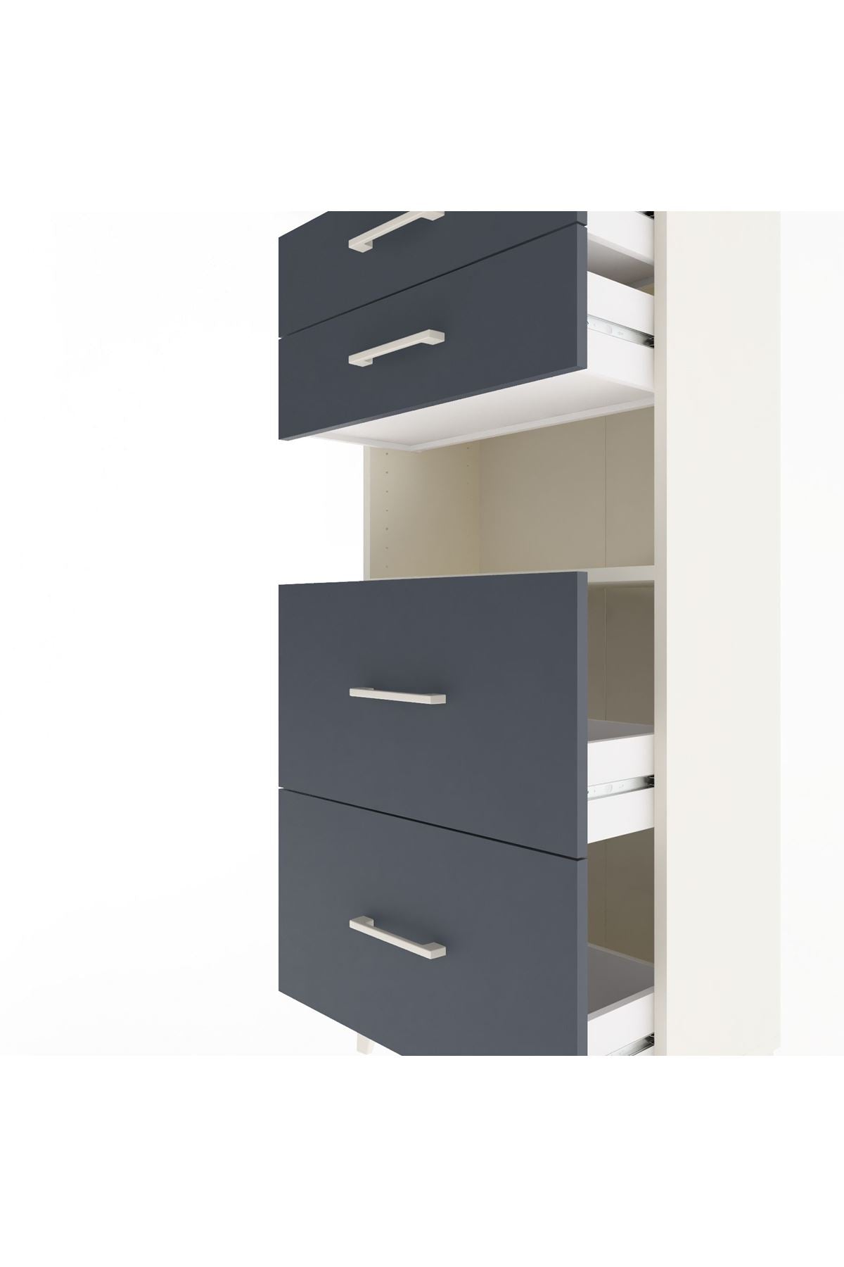 Arges Dolap Tek Raflı 4 Çekmeceli 60x30x134 - S17M102V2A