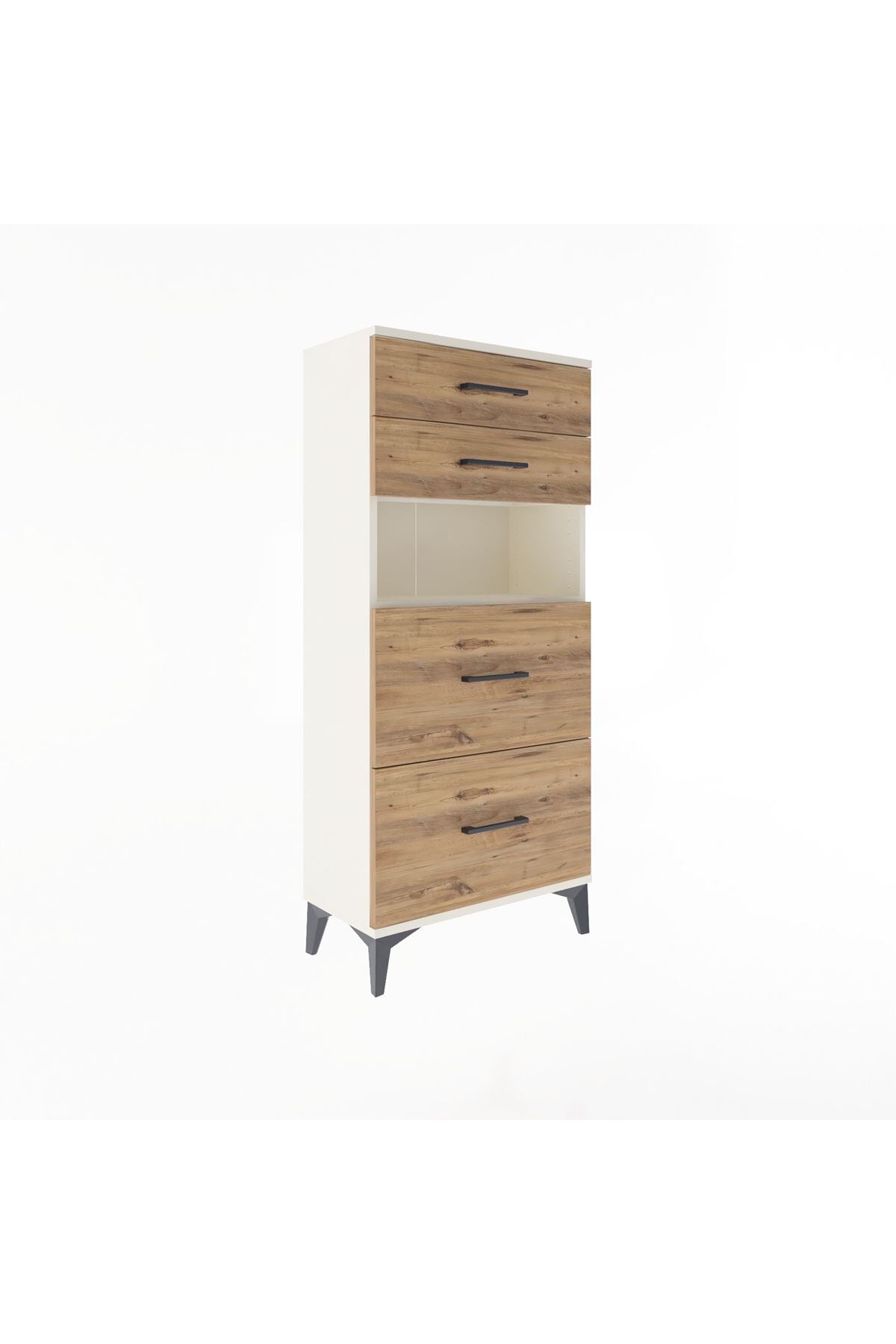 Arges Dolap Tek Raflı 4 Çekmeceli 60x30x134 - S17M102V3A