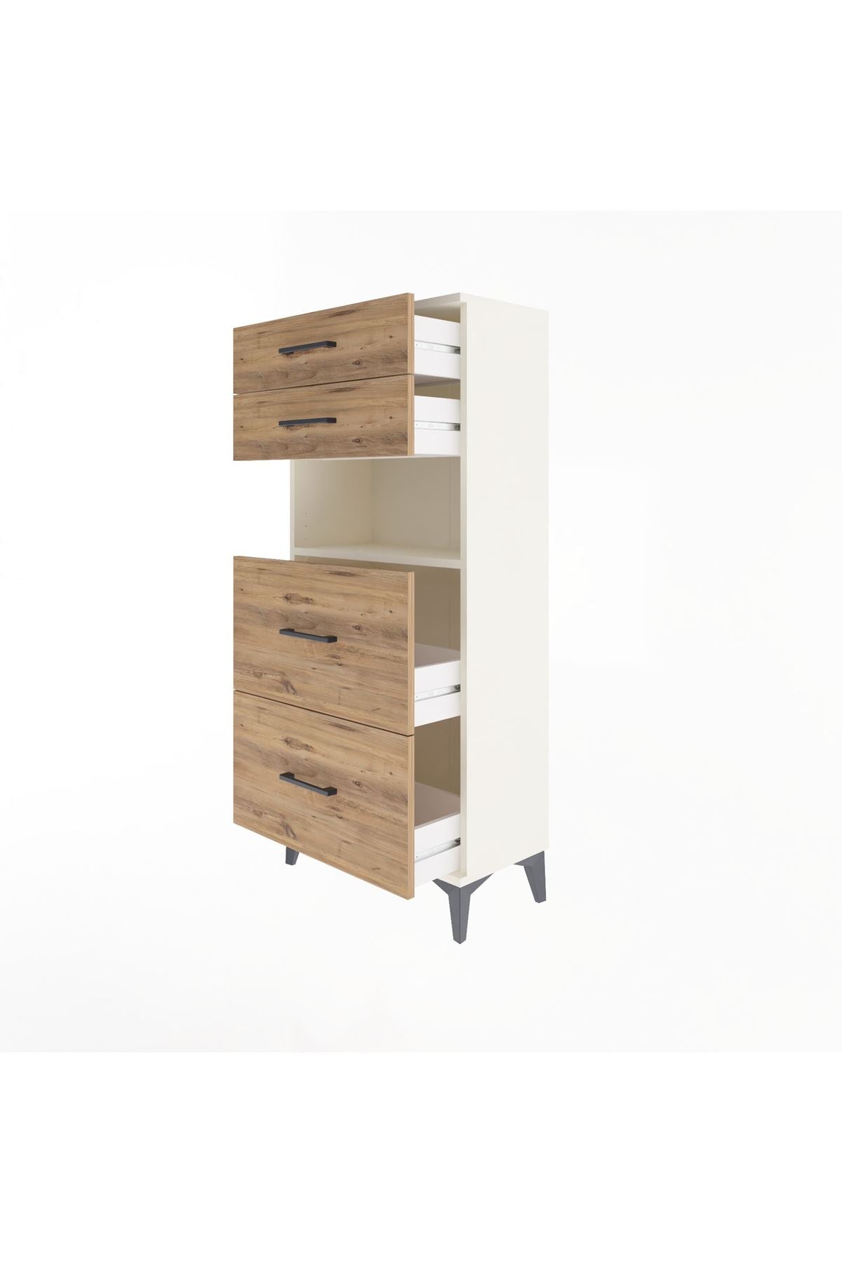 Arges Dolap Tek Raflı 4 Çekmeceli 60x30x134 - S17M102V3A