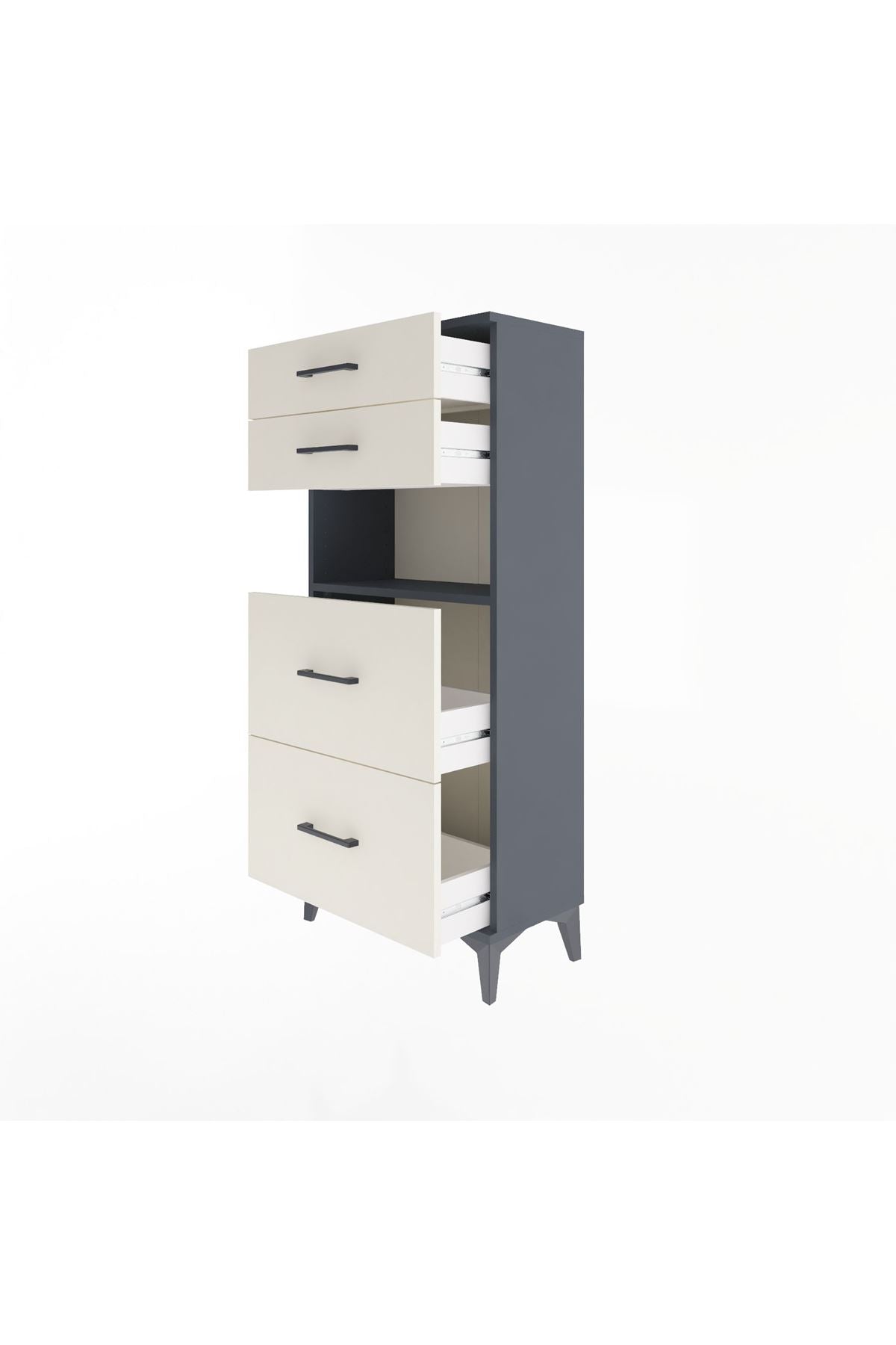 Arges Dolap Tek Raflı 4 Çekmeceli 60x30x134 - S17M102V4A