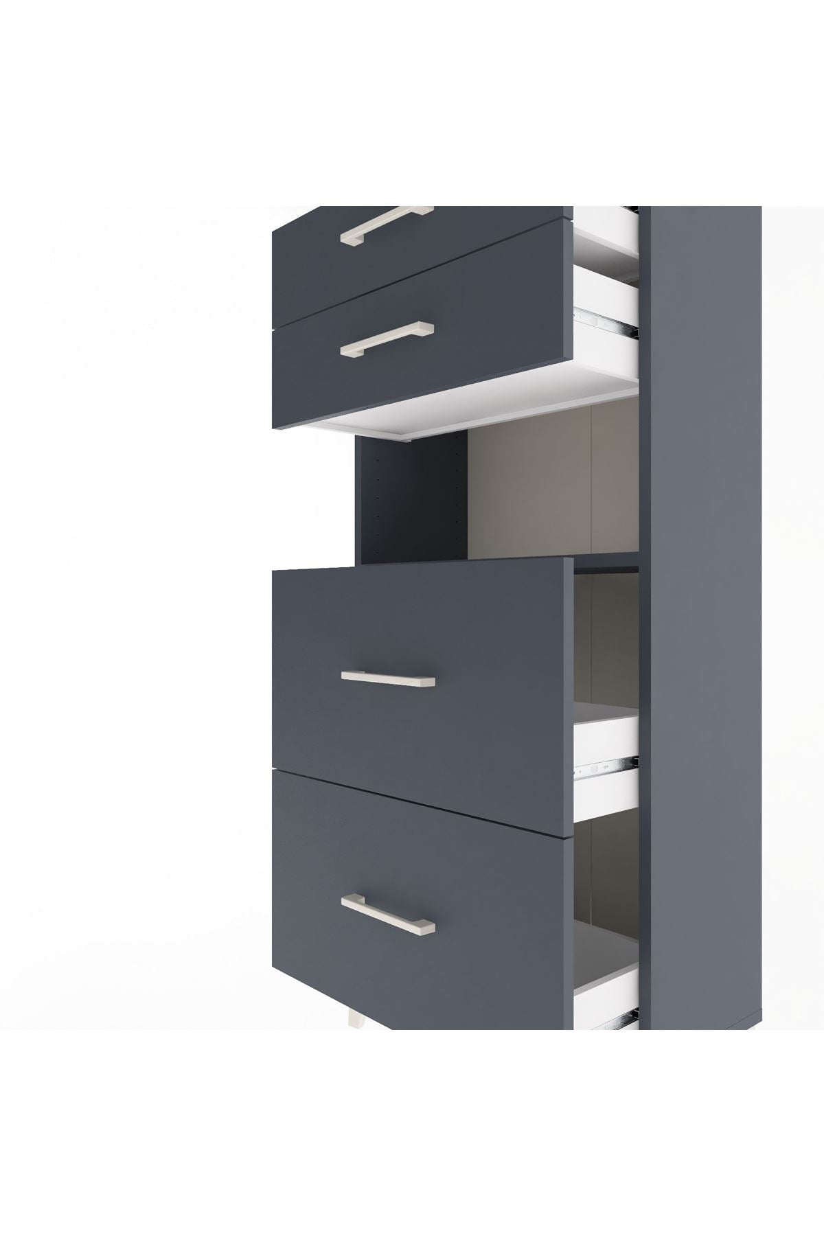 Arges Dolap Tek Raflı 4 Çekmeceli 60x30x134 - S17M102V5A