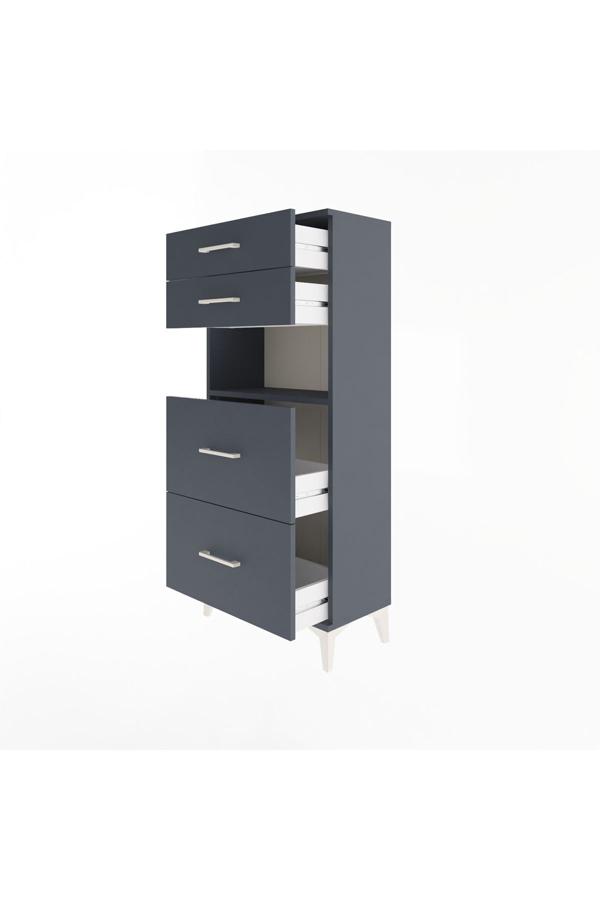Arges Dolap Tek Raflı 4 Çekmeceli 60x30x134 - S17M102V5A
