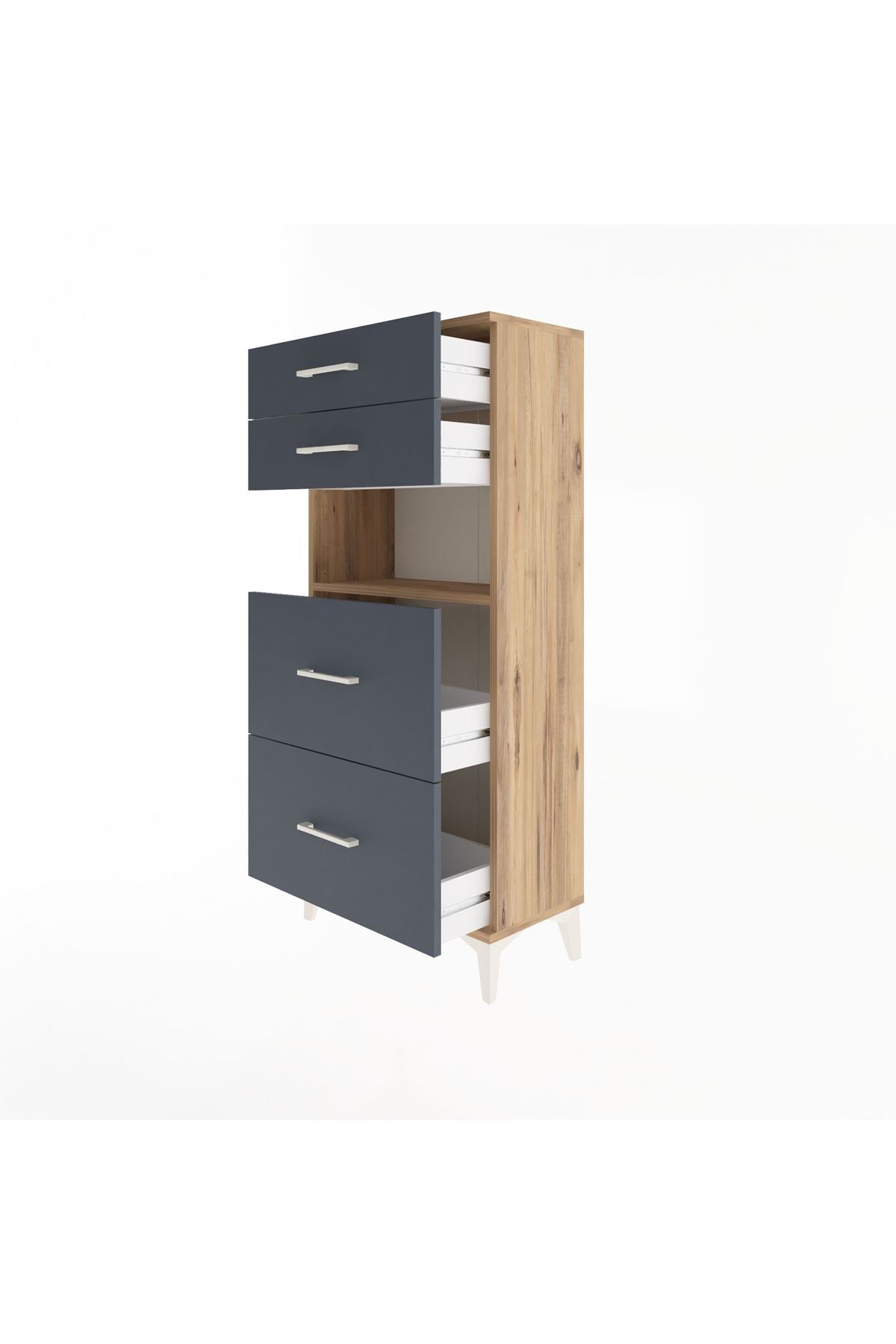 Arges Dolap Tek Raflı 4 Çekmeceli 60x30x134 - S17M102V8A