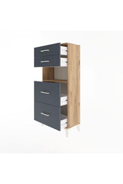 Arges Dolap Tek Raflı 4 Çekmeceli 60x30x134 - S17M102V8A